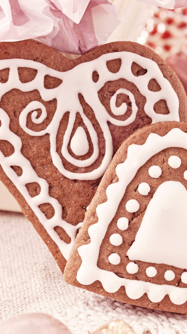 Cœur, Dessert, Biscuit, Épice, Cerise. Wallpaper in 750x1334 Resolution
