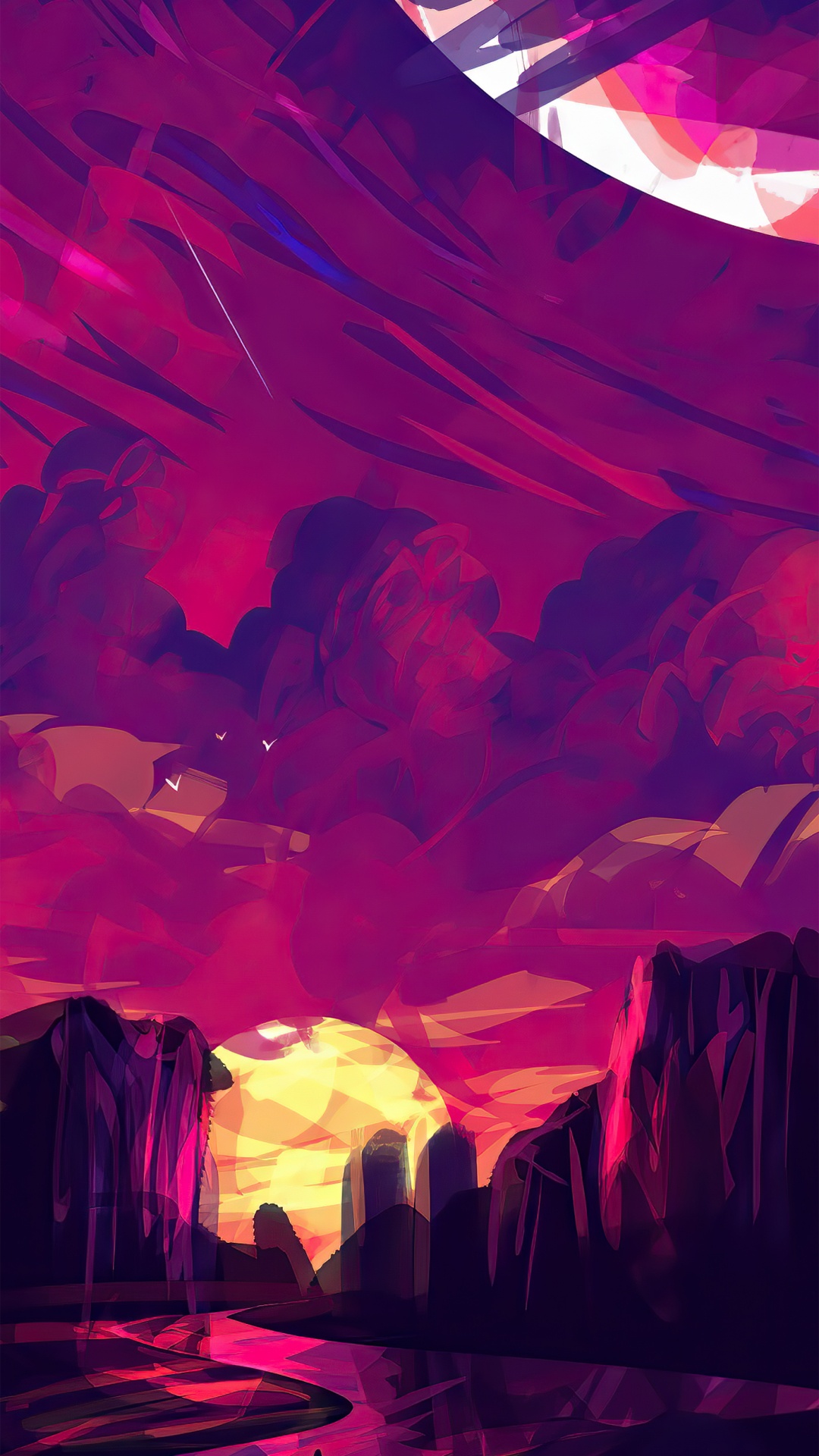 Art by Muhammad Nafay, Atmosphere, World, Purple, Nature. Wallpaper in 1080x1920 Resolution