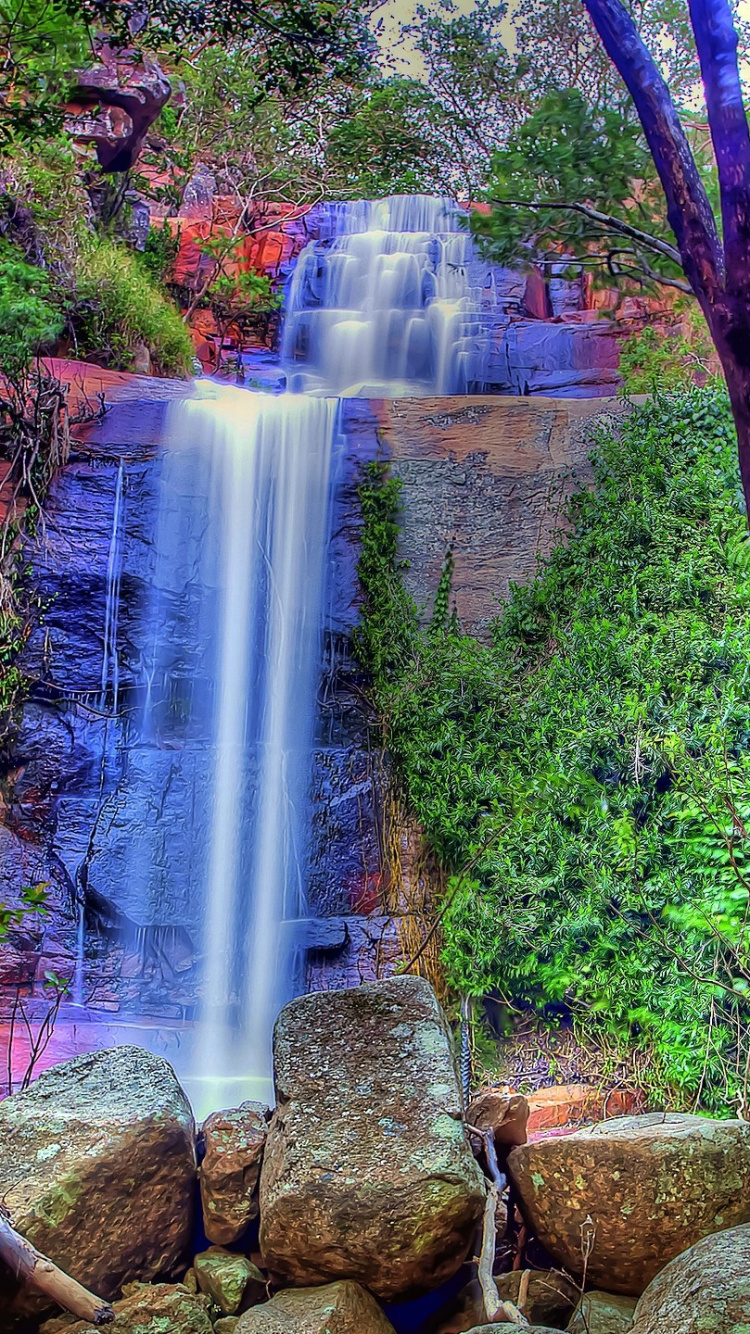 Waterfalls in The Middle of The Forest. Wallpaper in 750x1334 Resolution