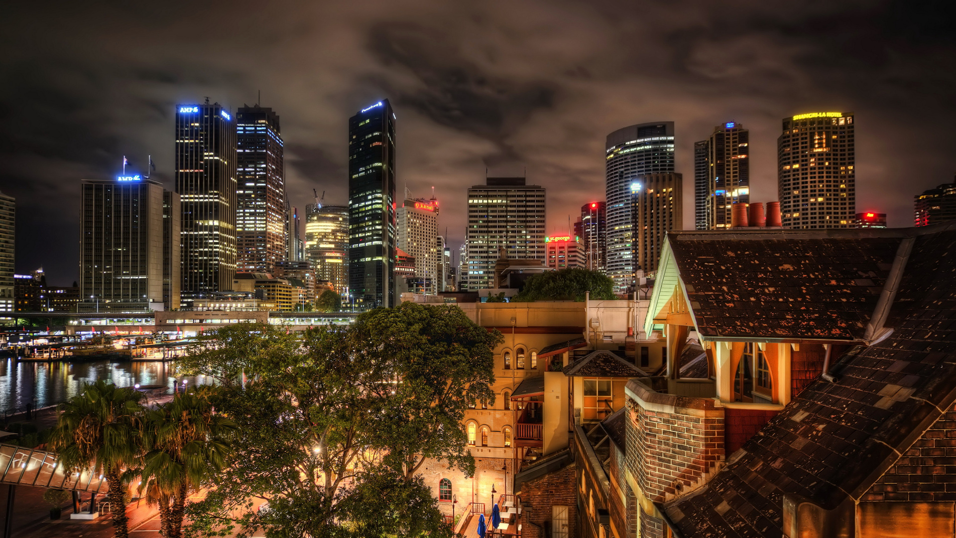 High Rise Buildings During Night Time. Wallpaper in 1920x1080 Resolution