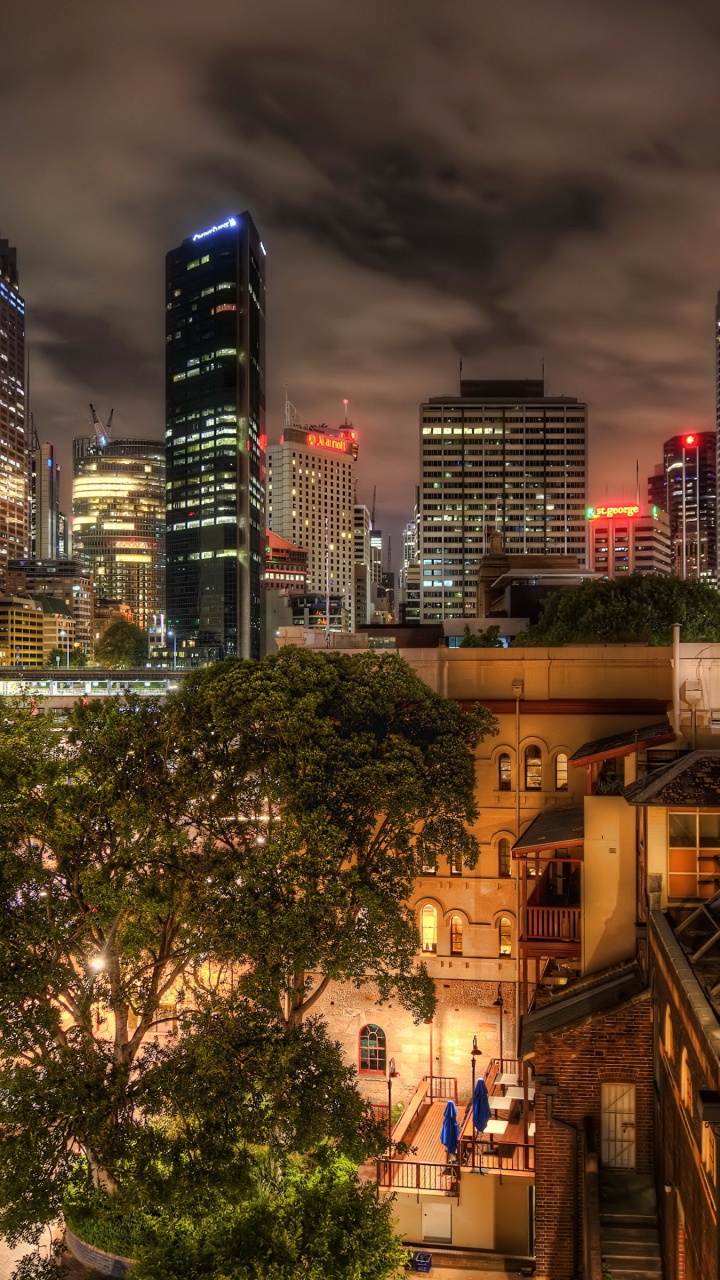 High Rise Buildings During Night Time. Wallpaper in 720x1280 Resolution