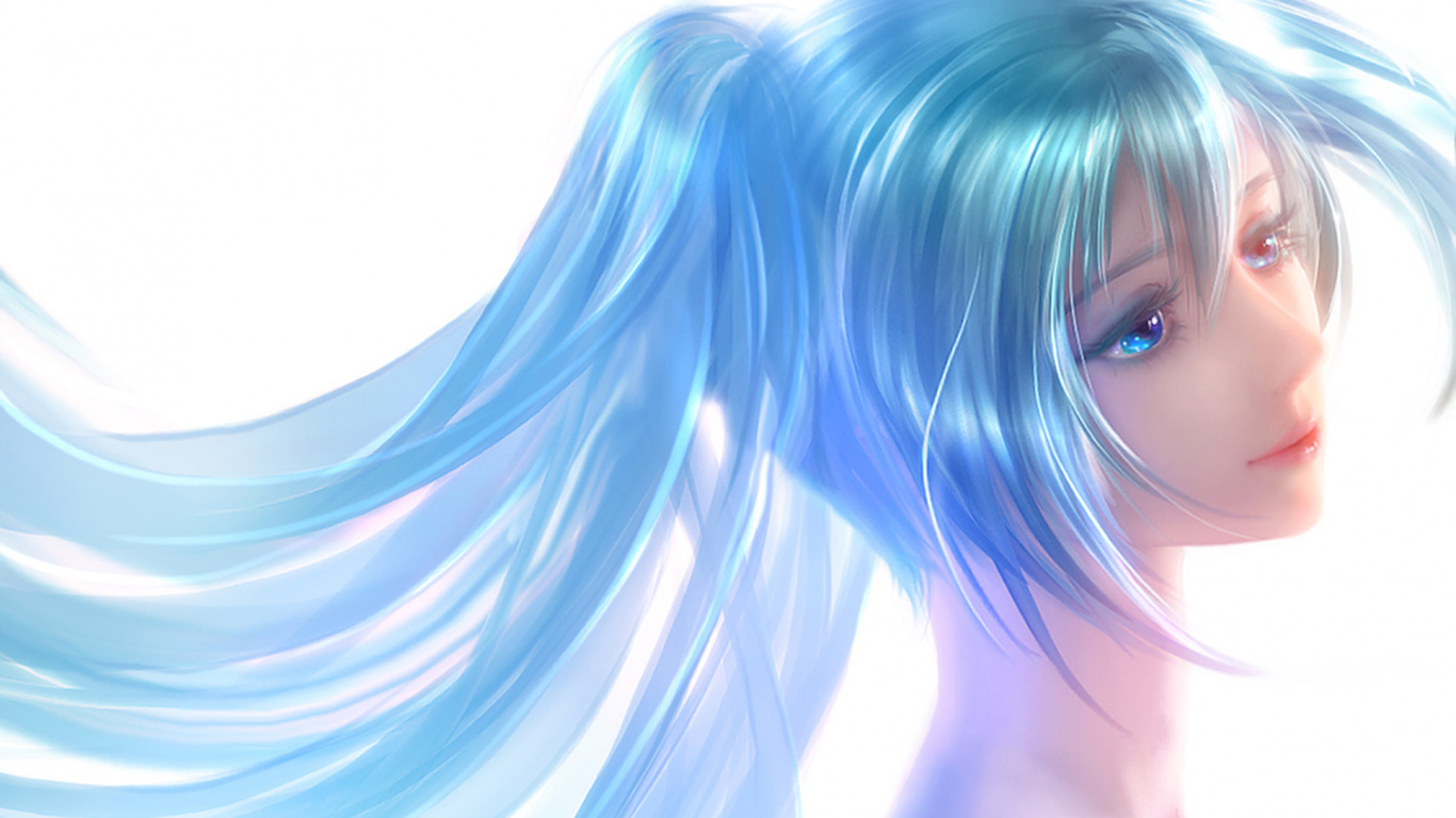 Blonde Haired Woman With Blue Eyes. Wallpaper in 1366x768 Resolution