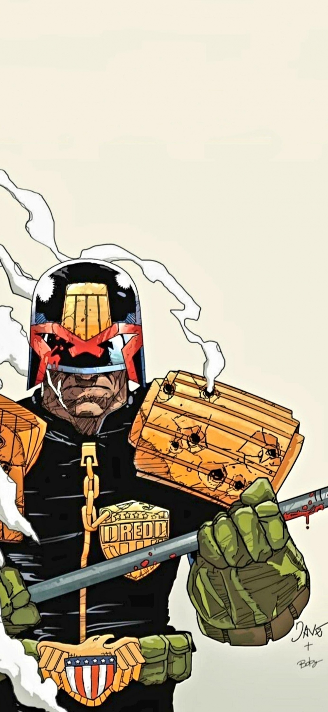 Juez Dredd, 2000 Ad, Arte, Caricatura, Dibujo. Wallpaper in 1125x2436 Resolution