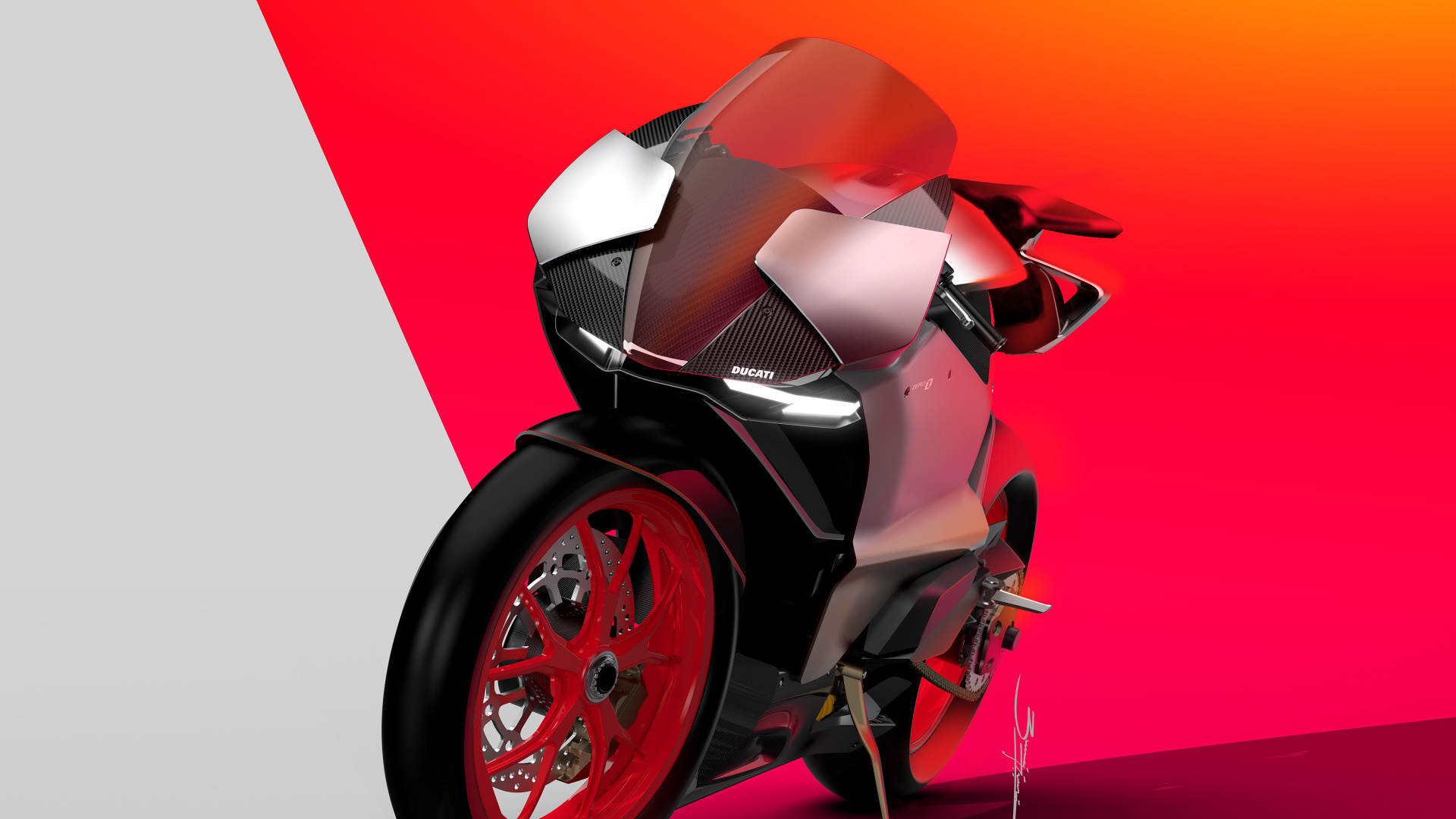 Red and Black Motorcycle With Red Background. Wallpaper in 1920x1080 Resolution