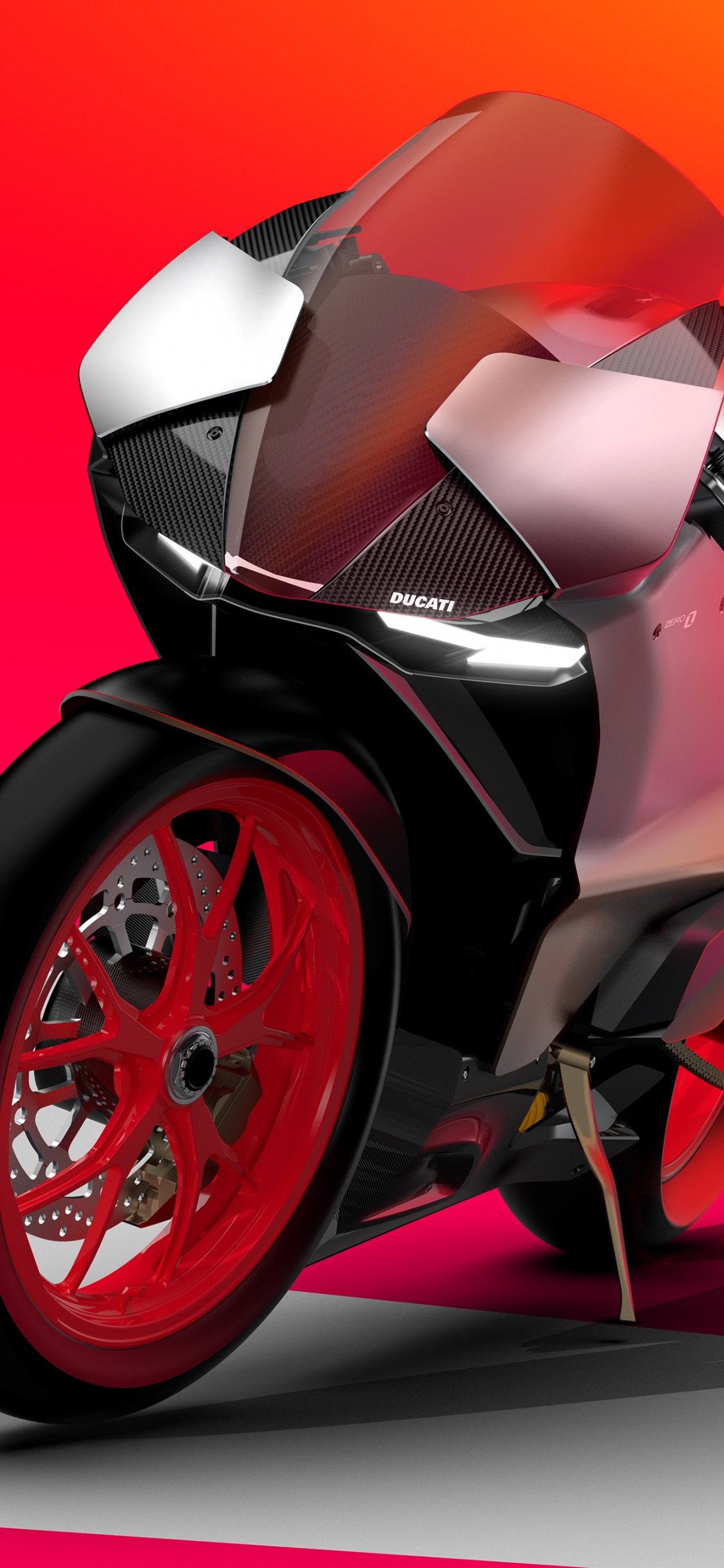 Moto Rouge et Noire Sur Fond Rouge. Wallpaper in 1125x2436 Resolution
