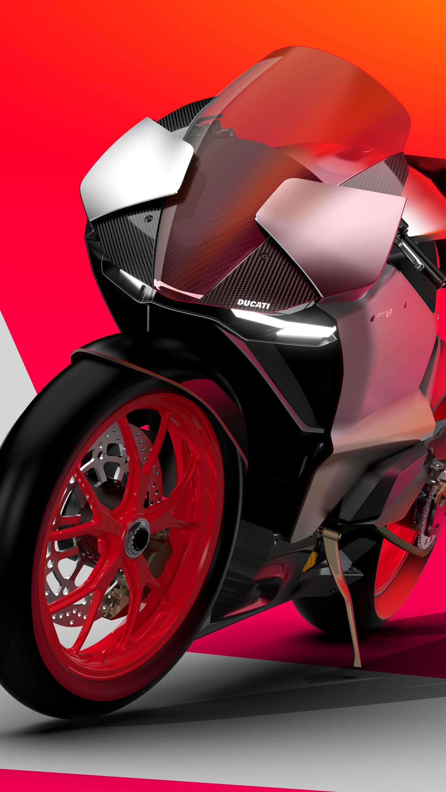 Moto Rouge et Noire Sur Fond Rouge. Wallpaper in 1440x2560 Resolution