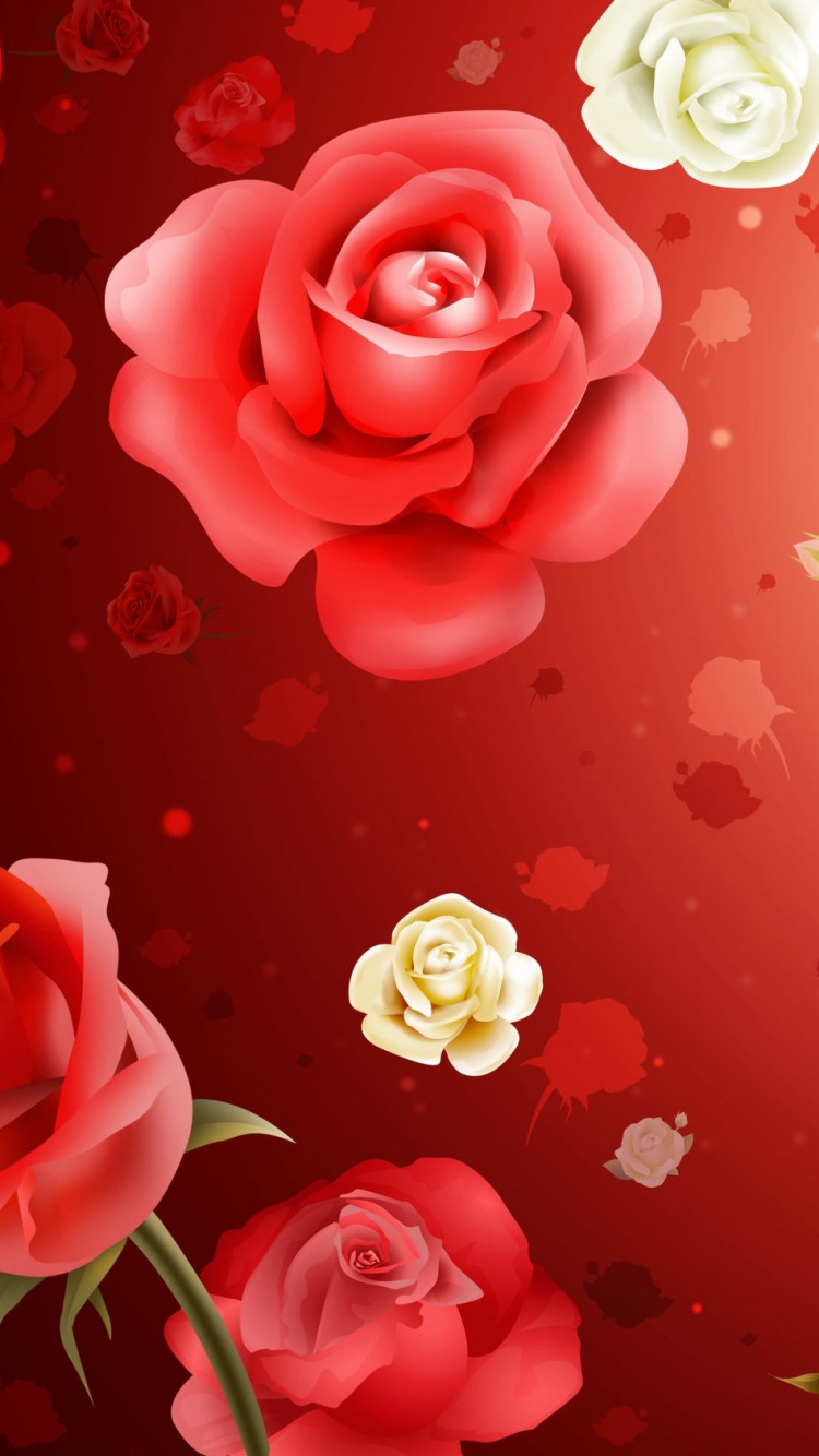 Weiße Und Rosa Rosen Auf Roter Fläche. Wallpaper in 750x1334 Resolution