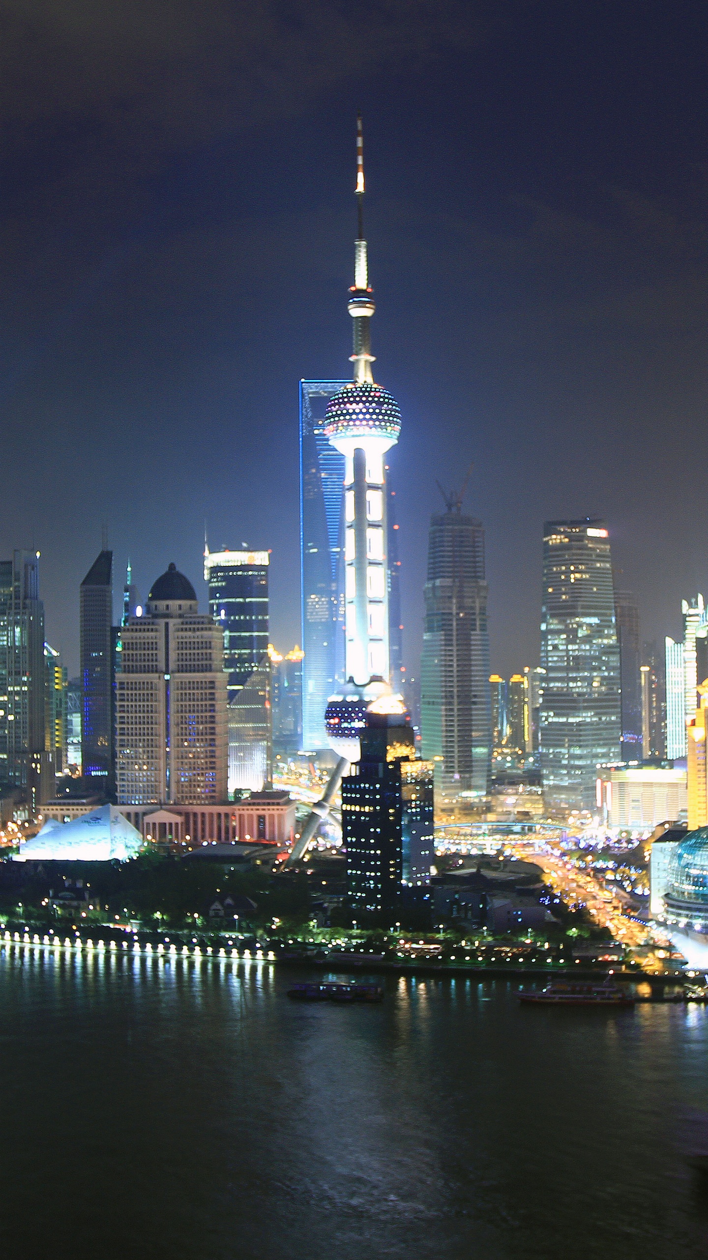 City Skyline During Night Time. Wallpaper in 1440x2560 Resolution