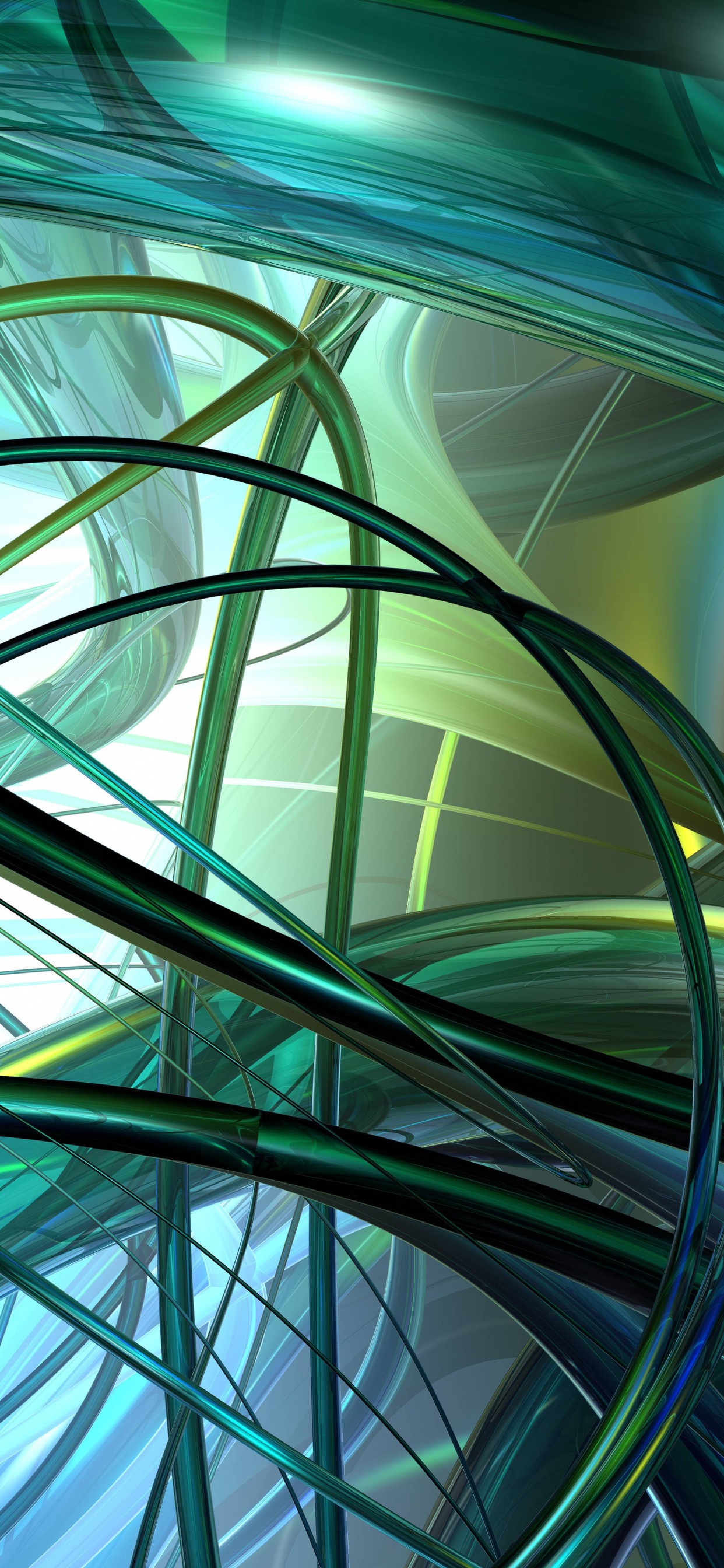 抽象艺术, 绿色的, 圆圈, 分形技术, 对称 壁纸 1242x2688 允许