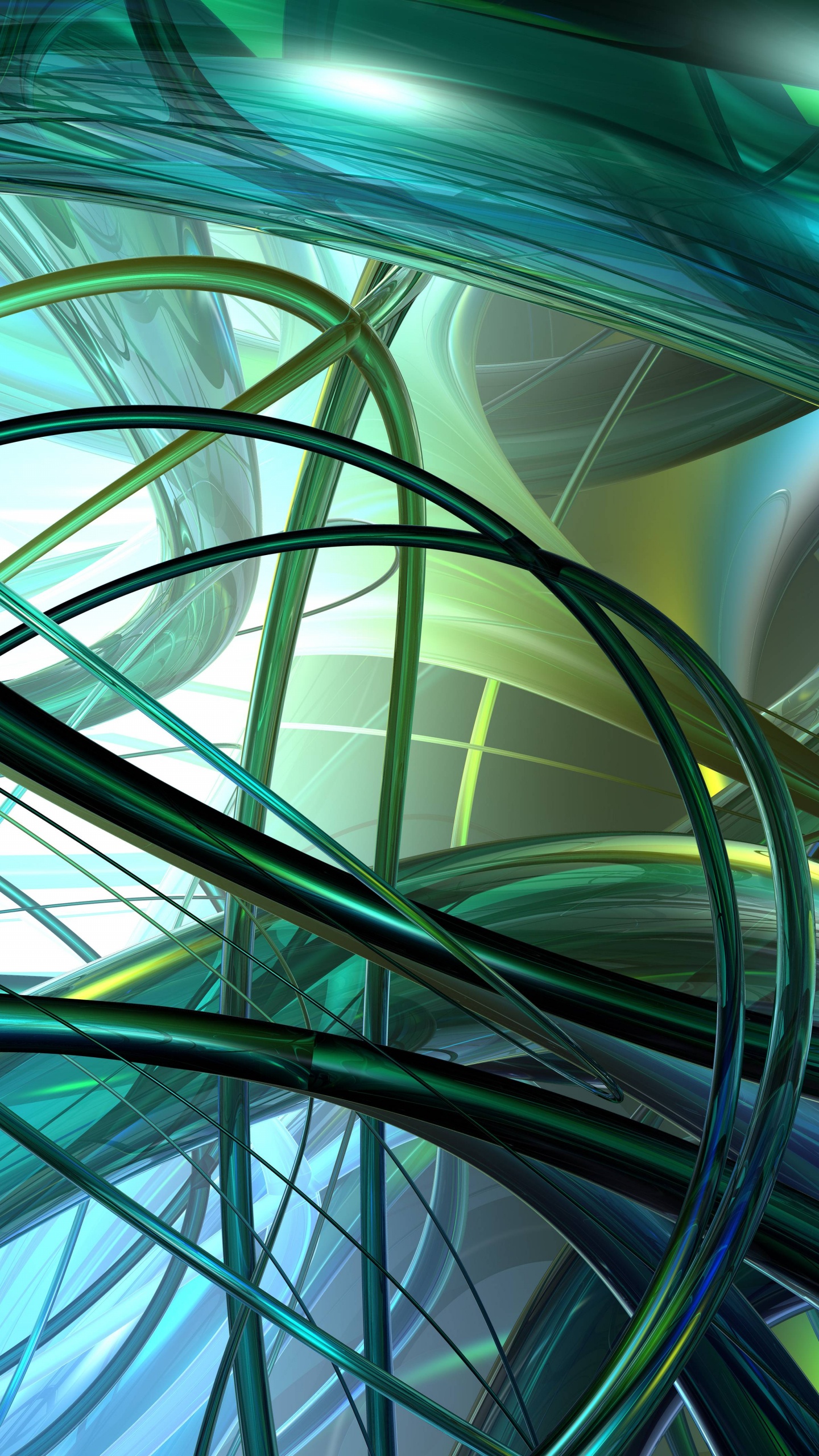 抽象艺术, 绿色的, 圆圈, 分形技术, 对称 壁纸 1440x2560 允许