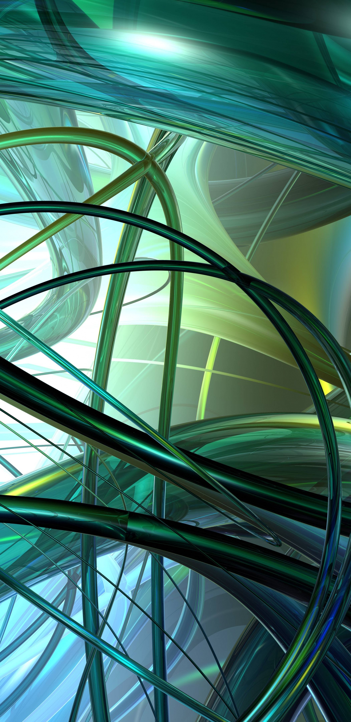 抽象艺术, 绿色的, 圆圈, 分形技术, 对称 壁纸 1440x2960 允许