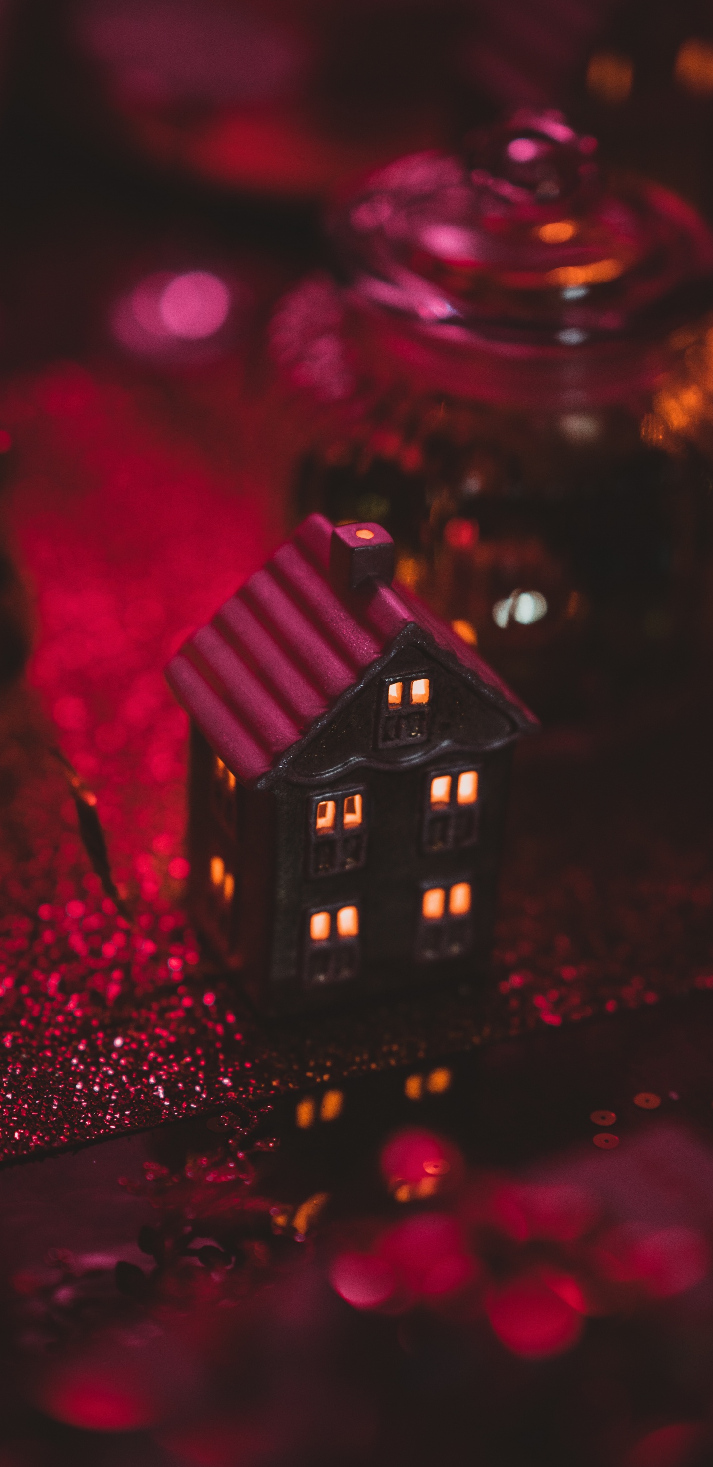 Weihnachten, Haus, Neujahr, Purpur, Licht. Wallpaper in 1440x2960 Resolution