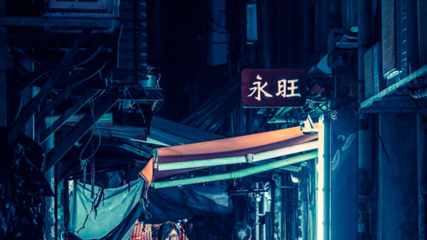 Cyberpunk Alley Free, Cyberpunk 2077, Cyberpunk, Blue, Building. Wallpaper in 1366x768 Resolution