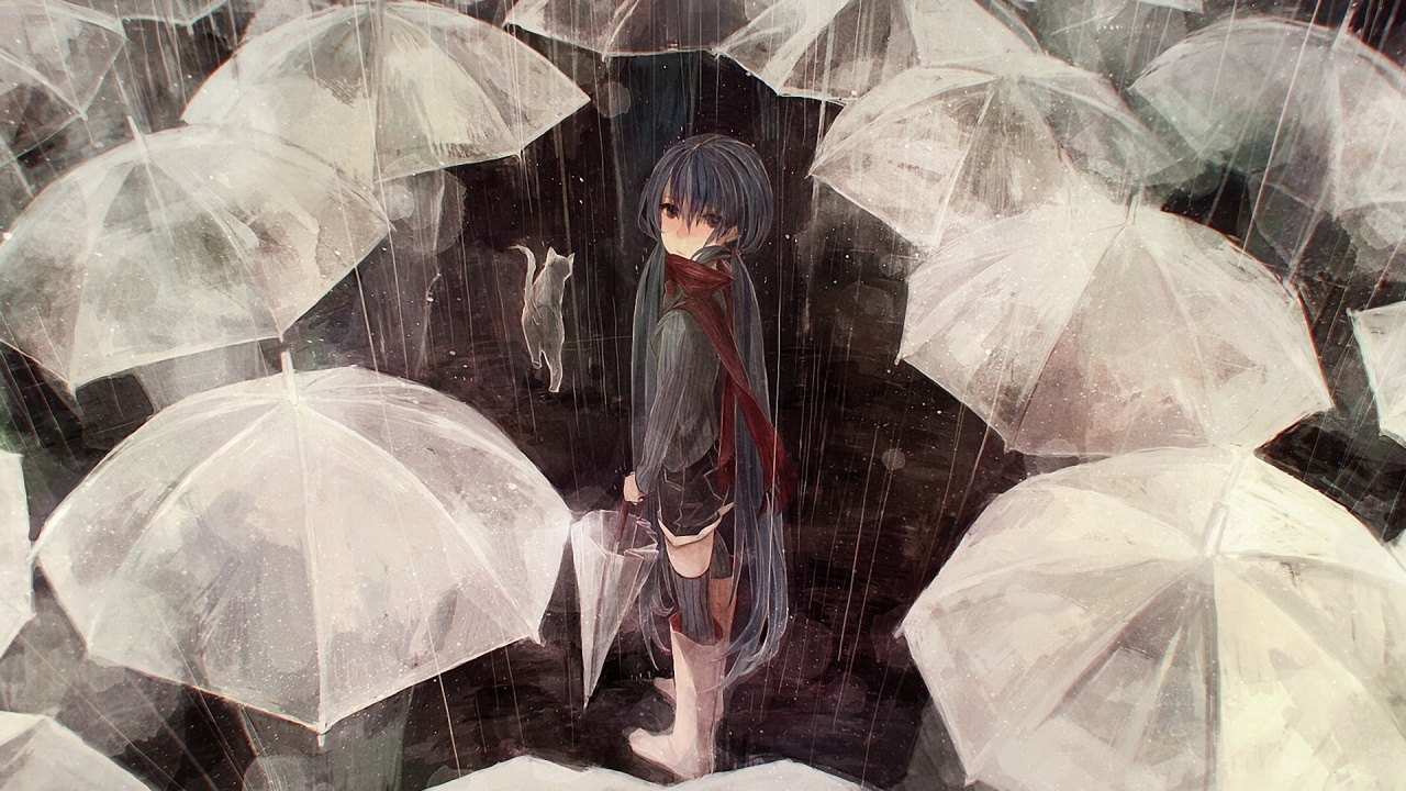 Femme en Robe Blanche Tenant un Parapluie Illustration. Wallpaper in 1280x720 Resolution