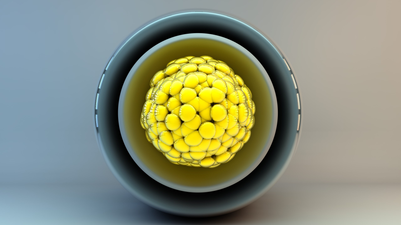 Yellow Beads in White and Blue Ceramic Bowl. Wallpaper in 1280x720 Resolution