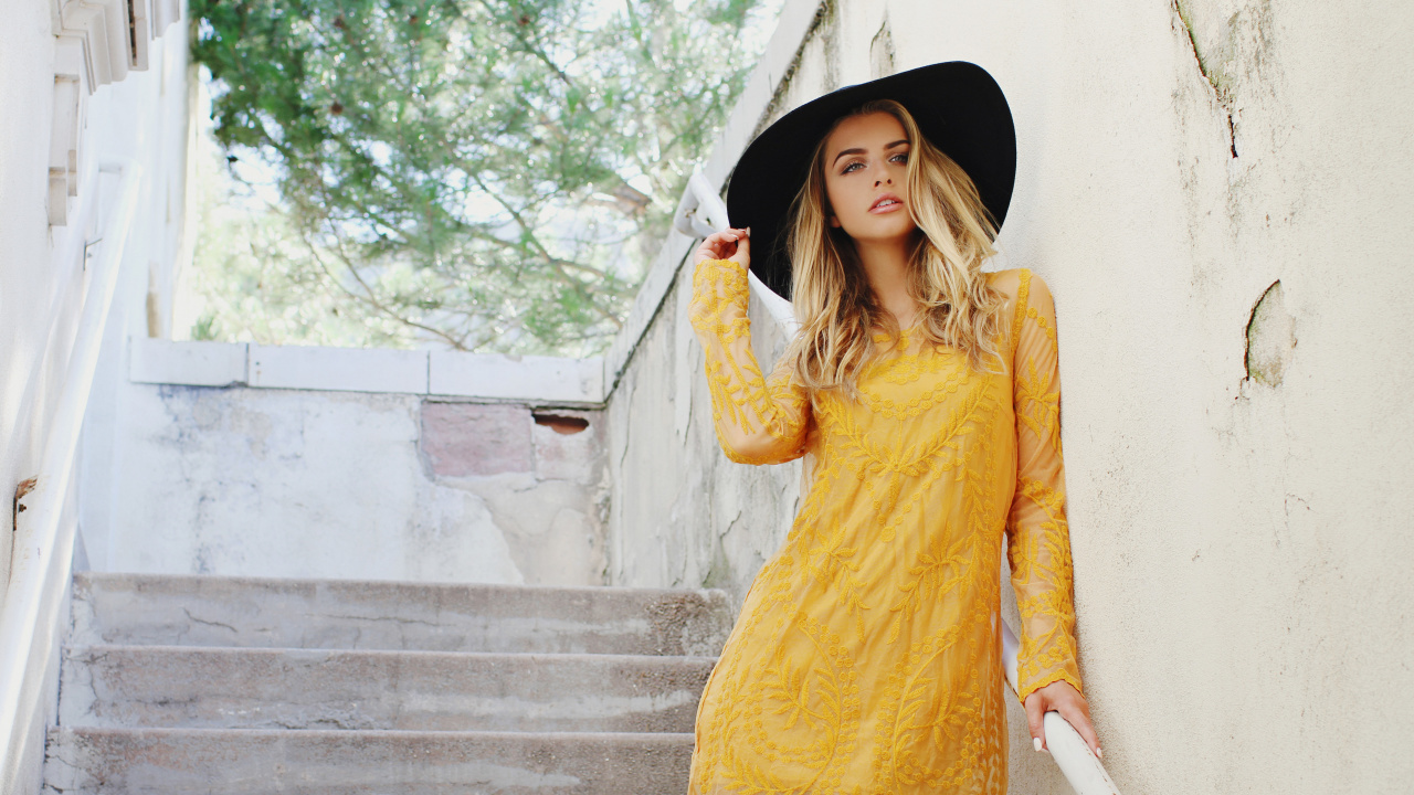 Marina Laswick Hat, Nose, Hat, Mouth, Yellow. Wallpaper in 1280x720 Resolution