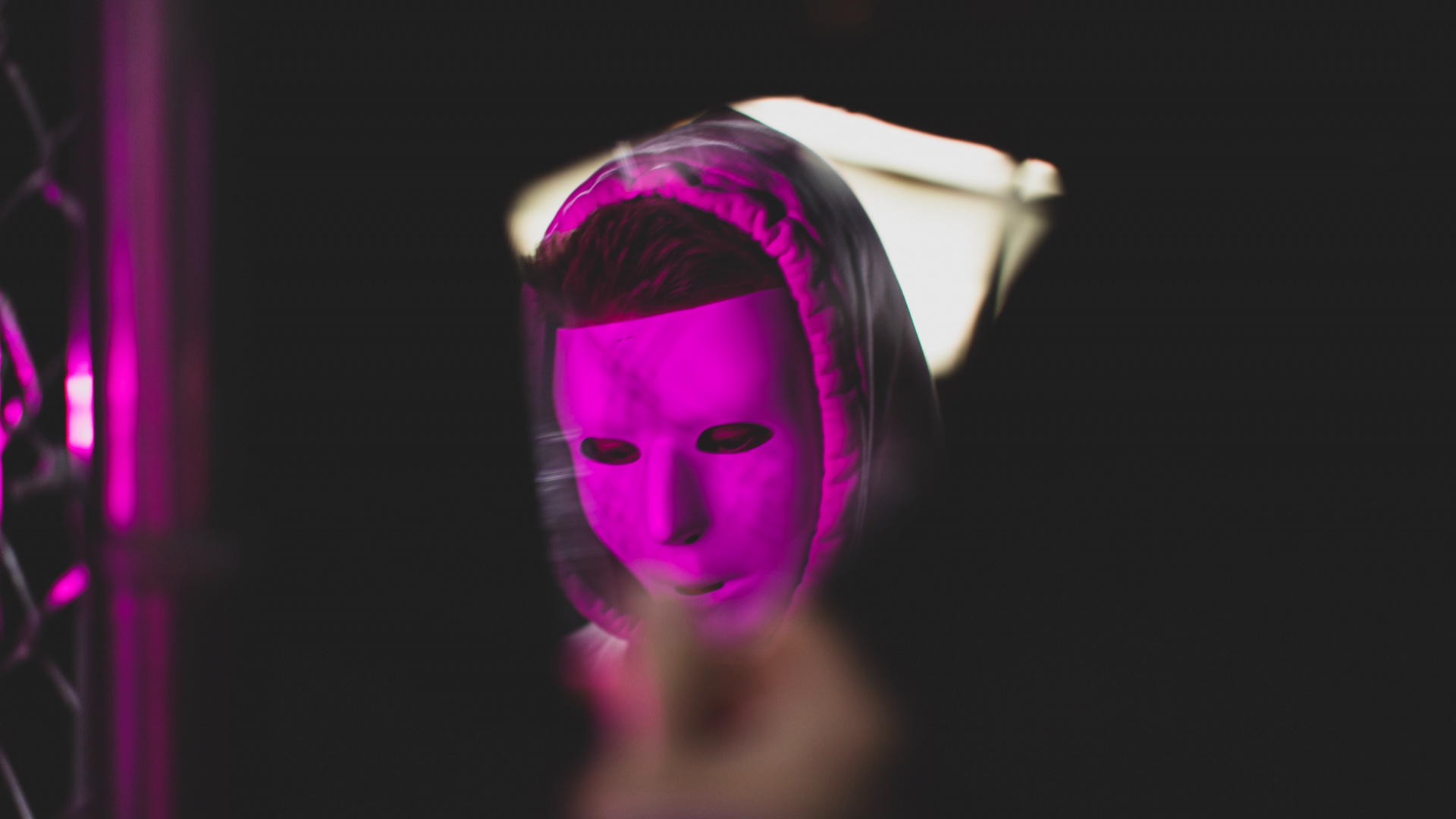 Woman With Purple and White Face Mask. Wallpaper in 1920x1080 Resolution