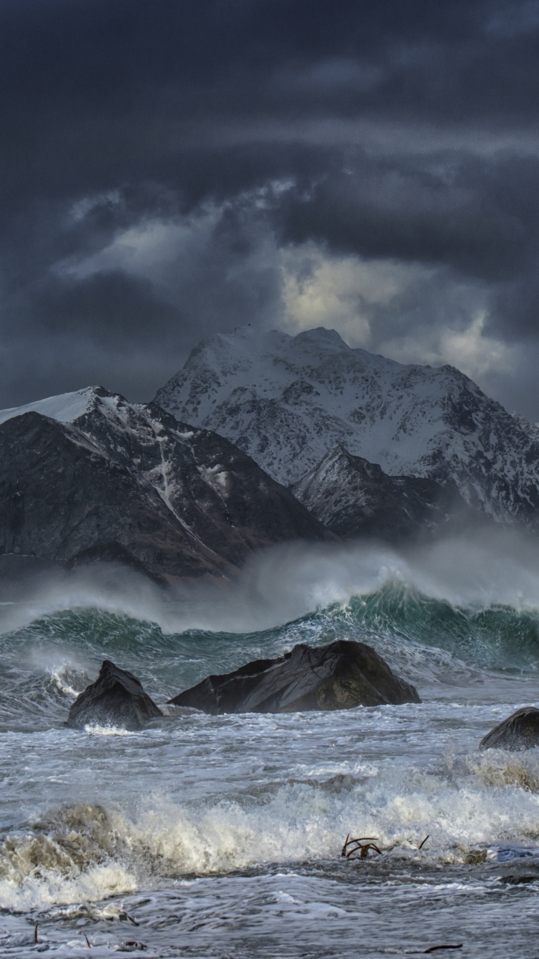 Snow Covered Mountain Under Cloudy Sky During Daytime. Wallpaper in 1080x1920 Resolution