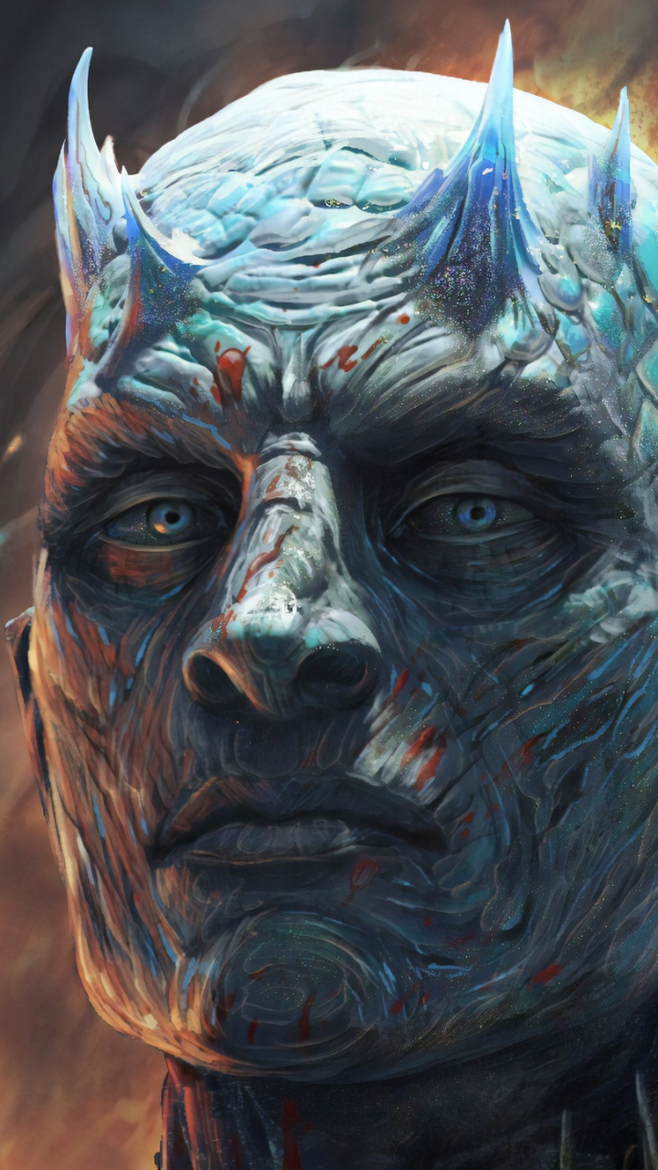 Black and Blue Skull With Blue and Orange Smoke. Wallpaper in 720x1280 Resolution