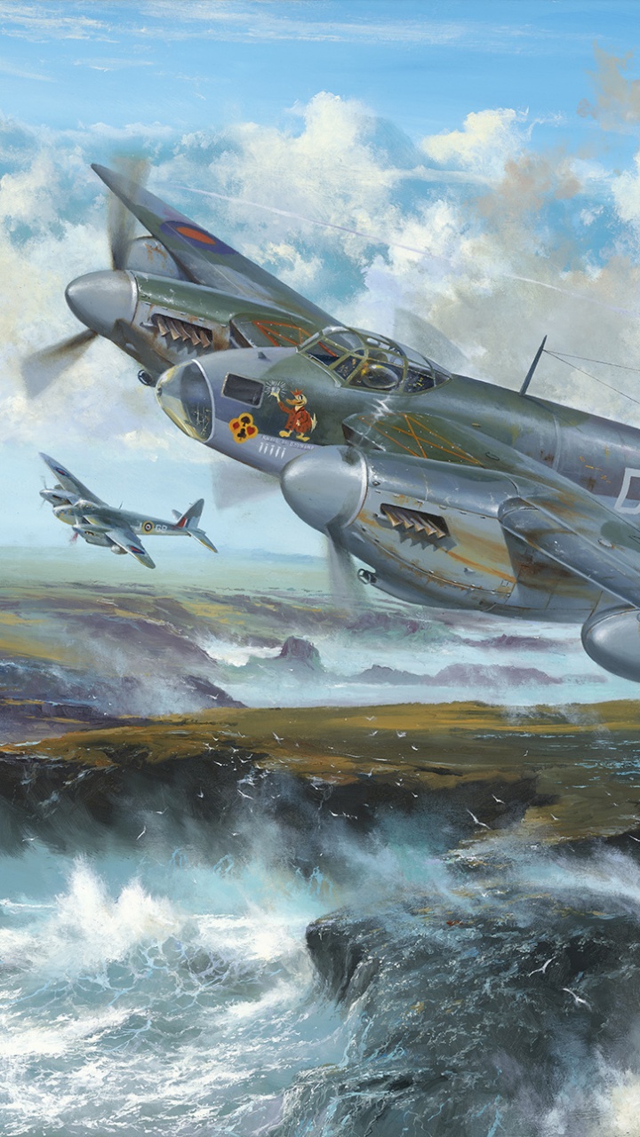 Gray Jet Plane Flying Over Sea Waves During Daytime. Wallpaper in 720x1280 Resolution