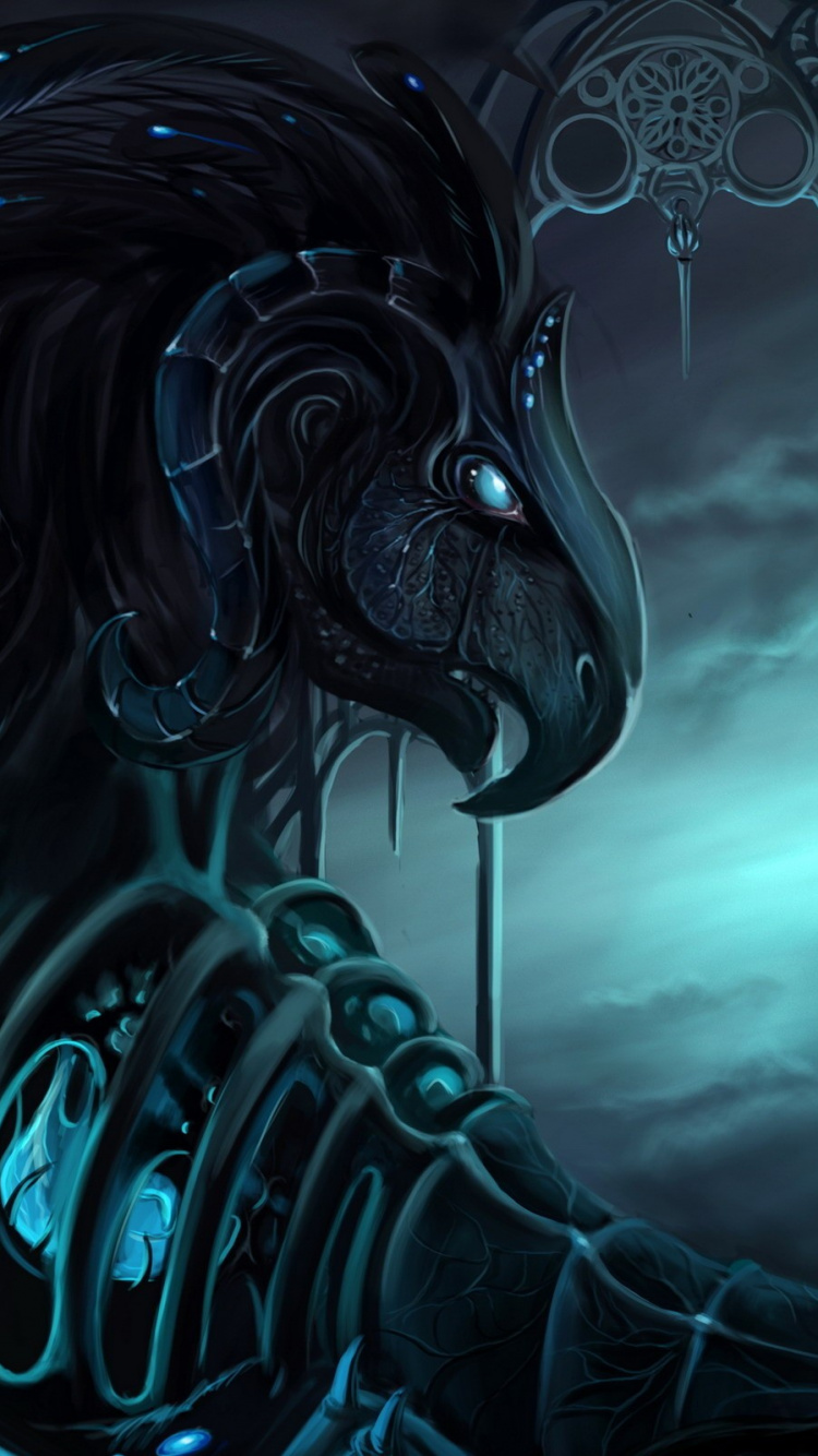 Frau im Schwarzen Kleid Mit Schwarzer Regenschirmillustration. Wallpaper in 750x1334 Resolution