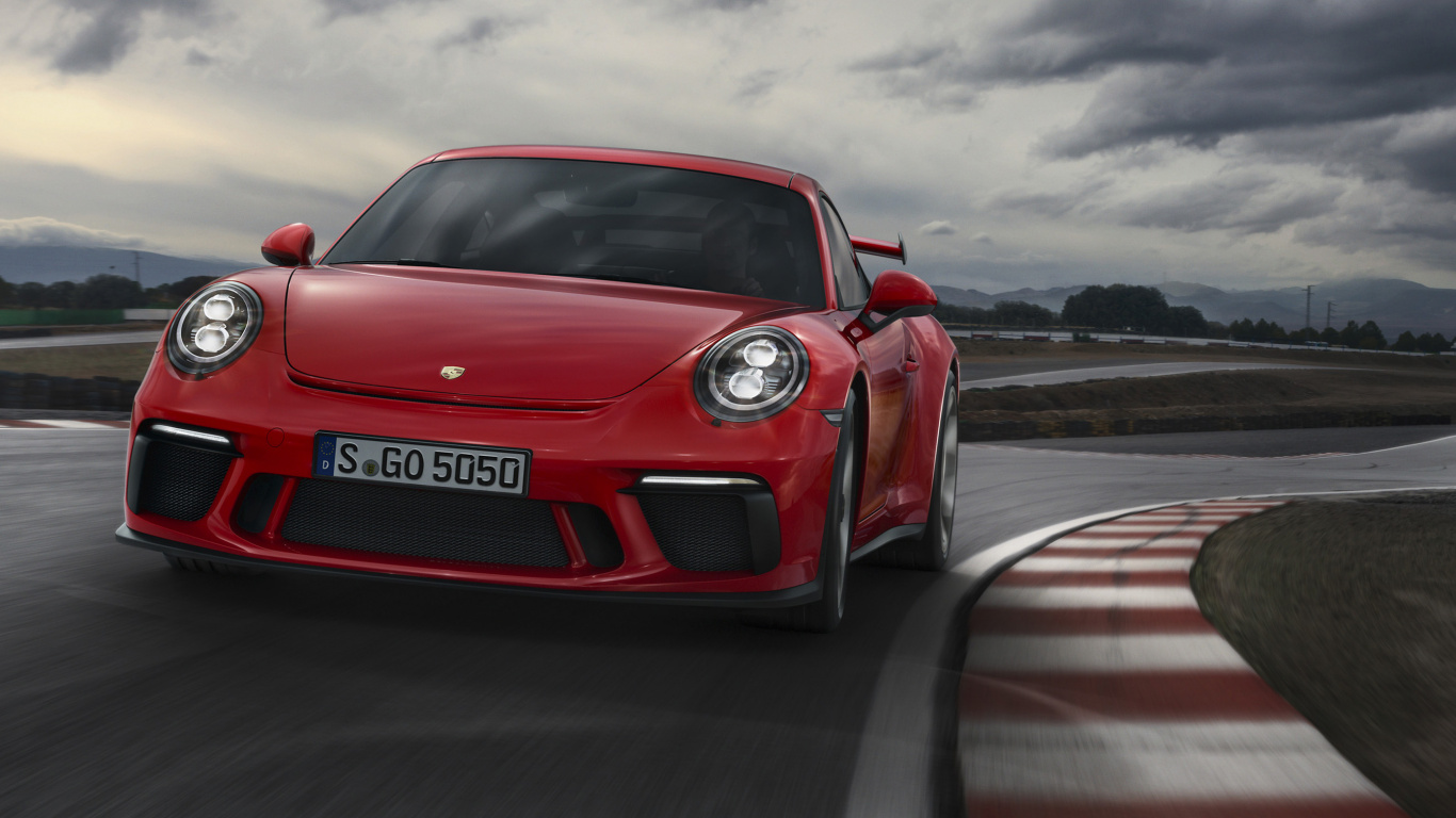 Porsche 911 Rouge Sur Route. Wallpaper in 1366x768 Resolution