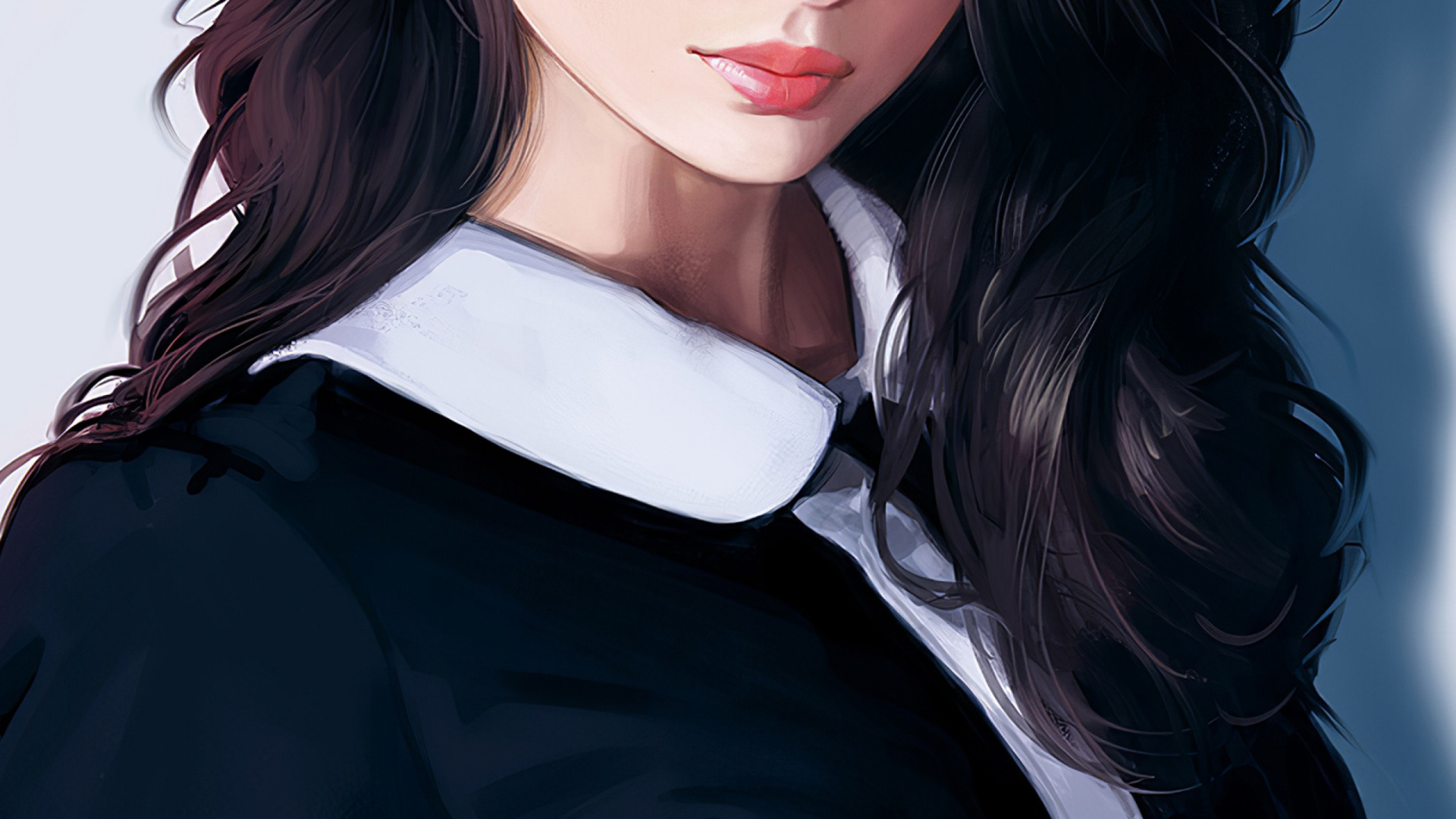 Art Fille Cheveux Noirs, L'art Numérique, Art, Peinture Numérique, Dessin. Wallpaper in 1920x1080 Resolution