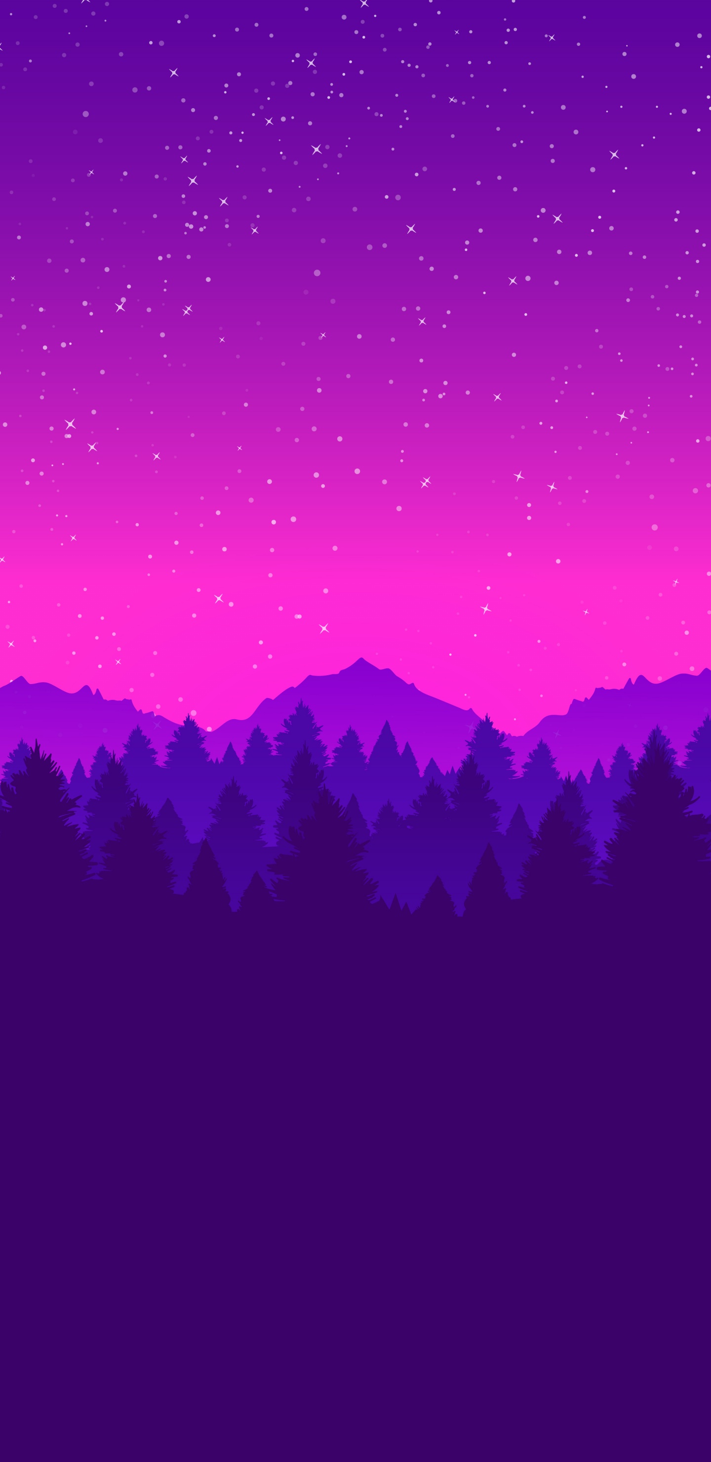Mountain, Graphic Design, Drawing, Atmosphere, Purple. Wallpaper in 1440x2960 Resolution