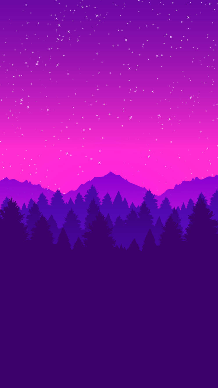 Mountain, Graphic Design, Drawing, Atmosphere, Purple. Wallpaper in 750x1334 Resolution