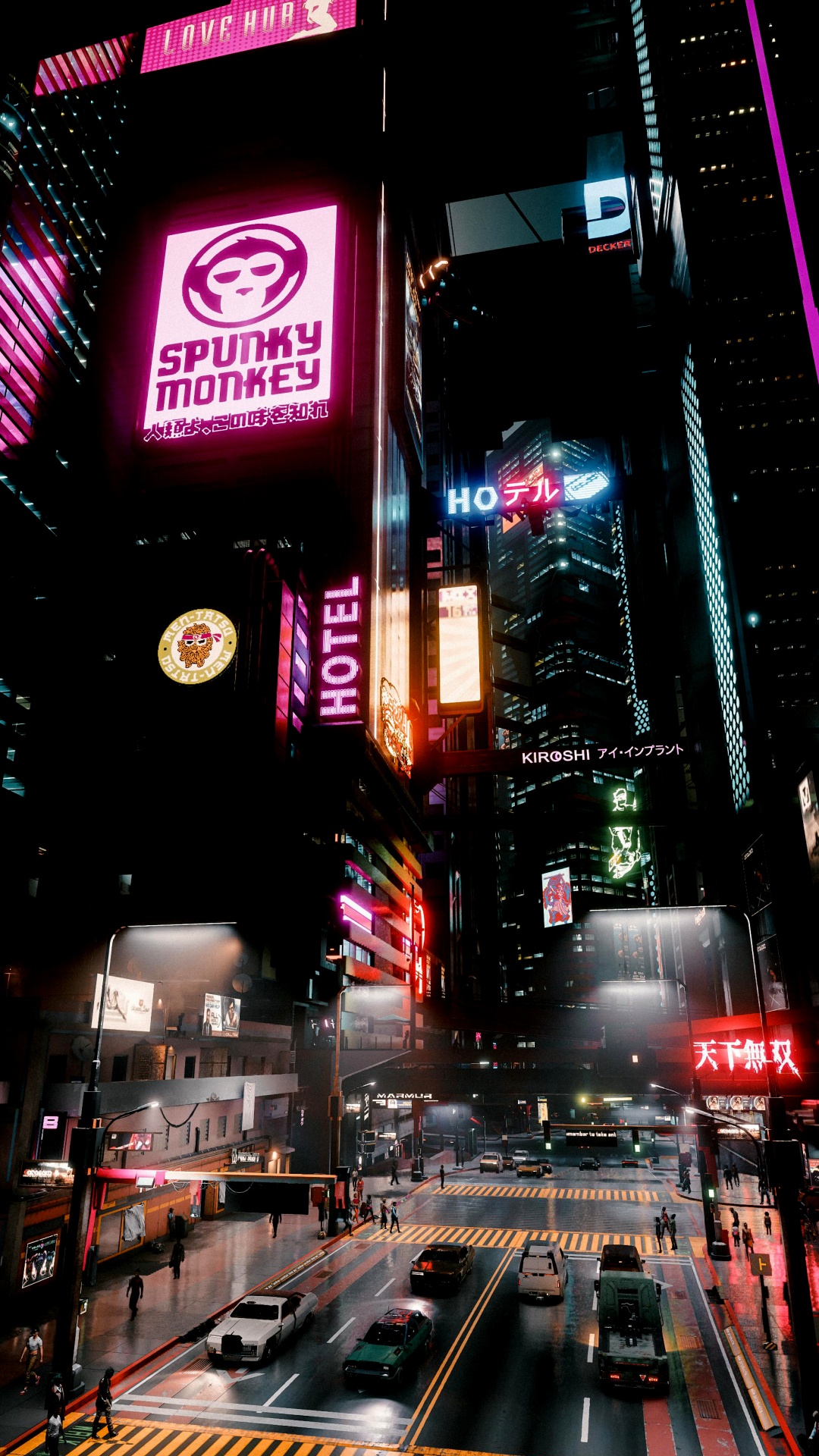 Gratte-ciel, Cyberpunk, Bâtiment, Lumière, Infrastructure. Wallpaper in 1080x1920 Resolution