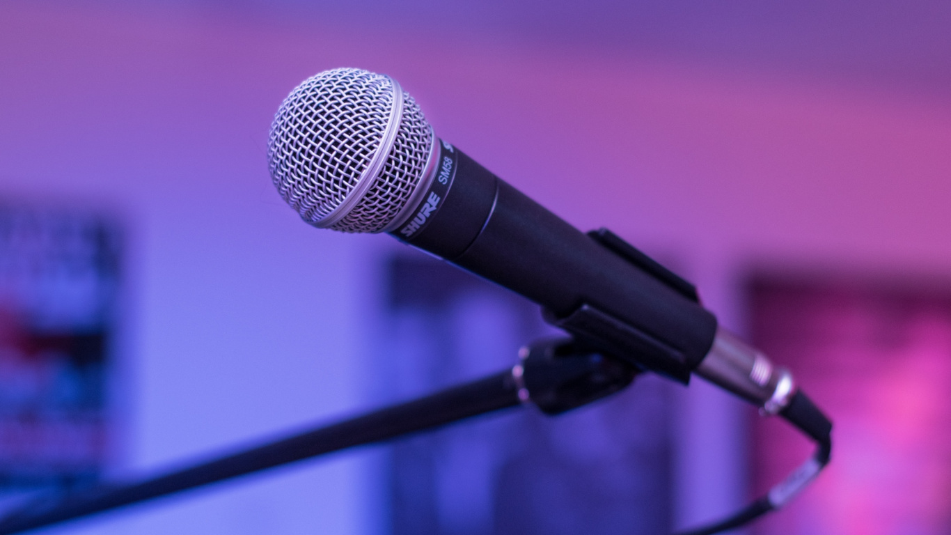 Microphone, Microphone Stand, Audio Equipment, Electronic Device, Technology. Wallpaper in 1366x768 Resolution