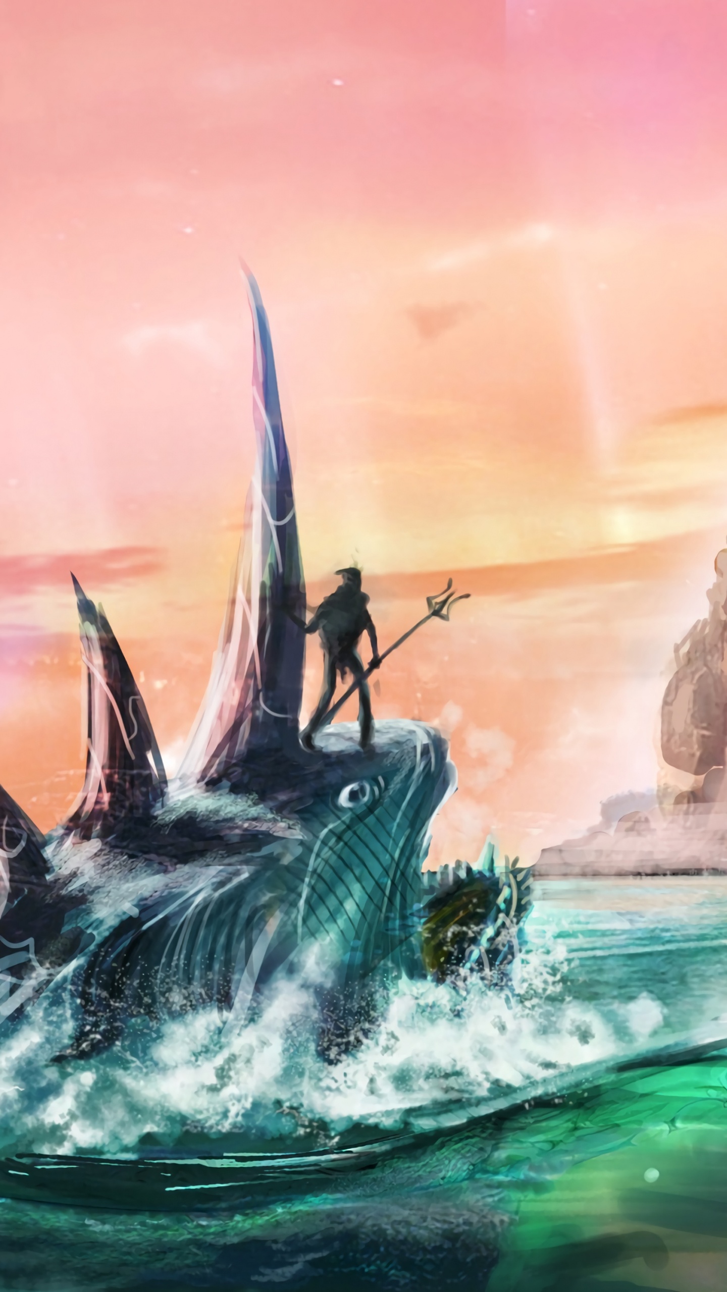 Poisson Blanc et Noir Sur L'eau. Wallpaper in 1440x2560 Resolution