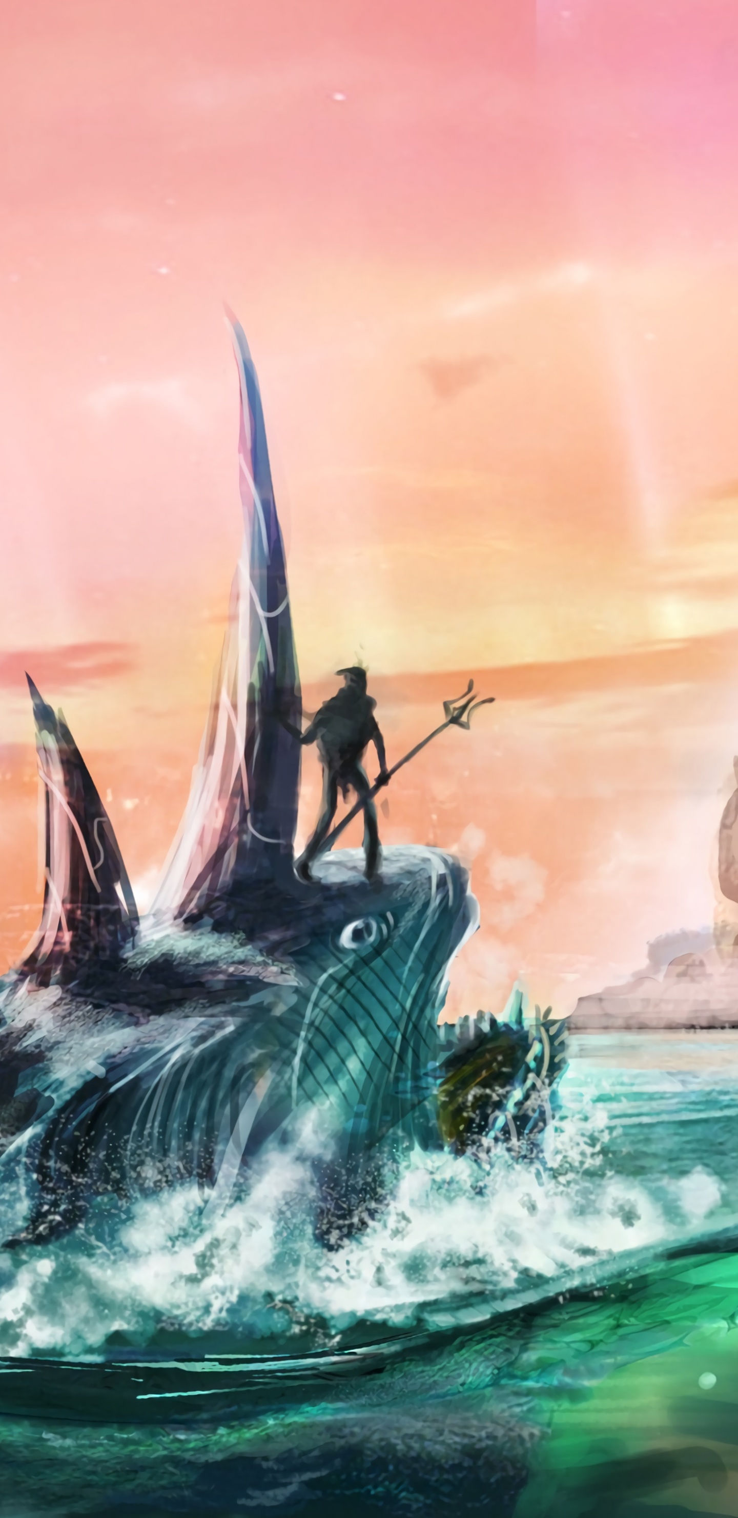 Weißer Und Schwarzer Fisch Auf Dem Wasser. Wallpaper in 1440x2960 Resolution