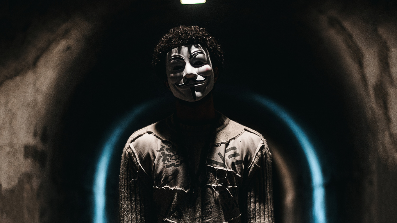 Man in Black Leather Jacket Standing in Tunnel. Wallpaper in 1366x768 Resolution