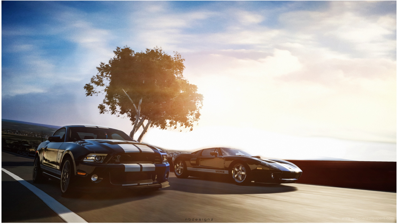 Black Coupe on Road During Sunset. Wallpaper in 1280x720 Resolution
