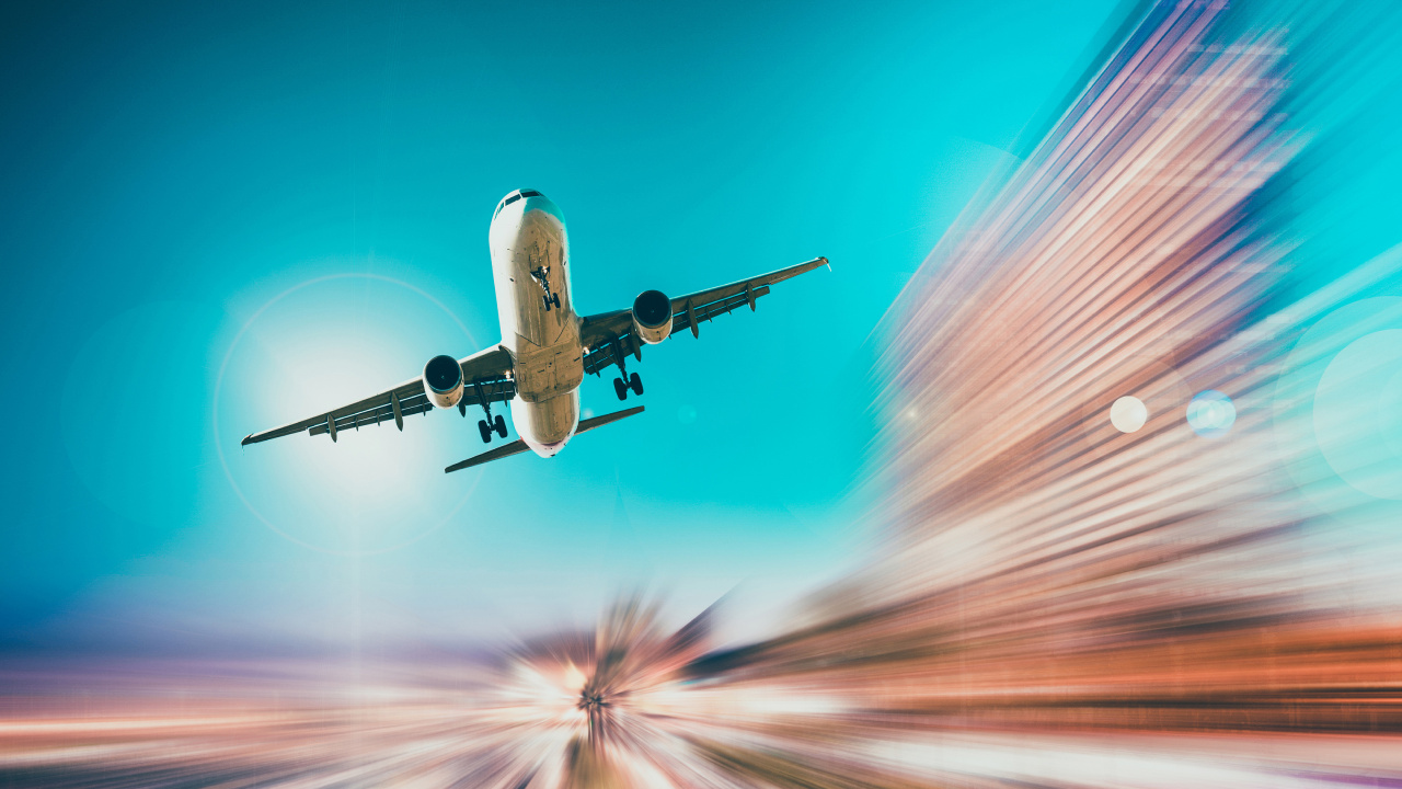 White and Blue Airplane in Flight. Wallpaper in 1280x720 Resolution