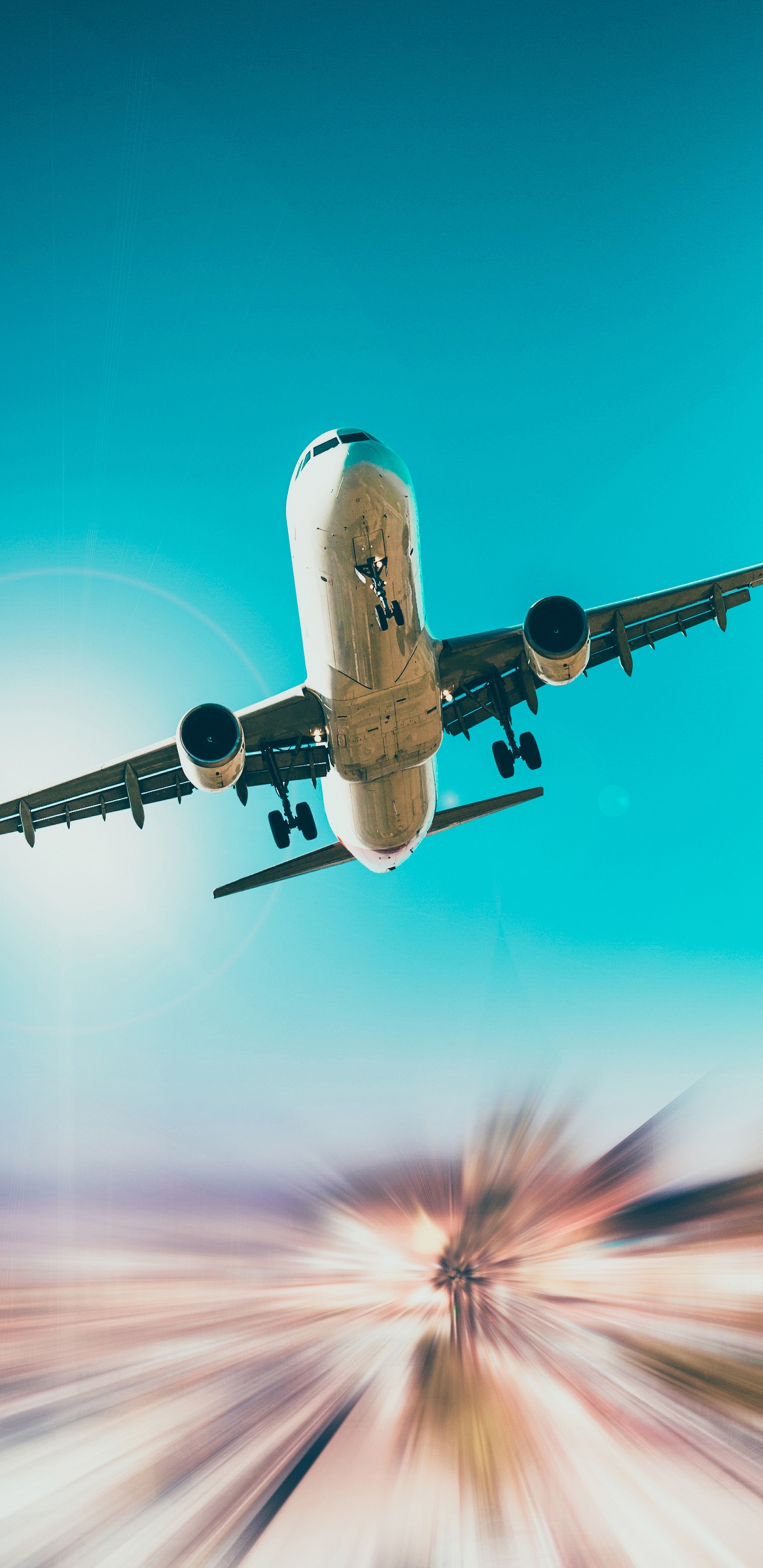 White and Blue Airplane in Flight. Wallpaper in 1440x2960 Resolution