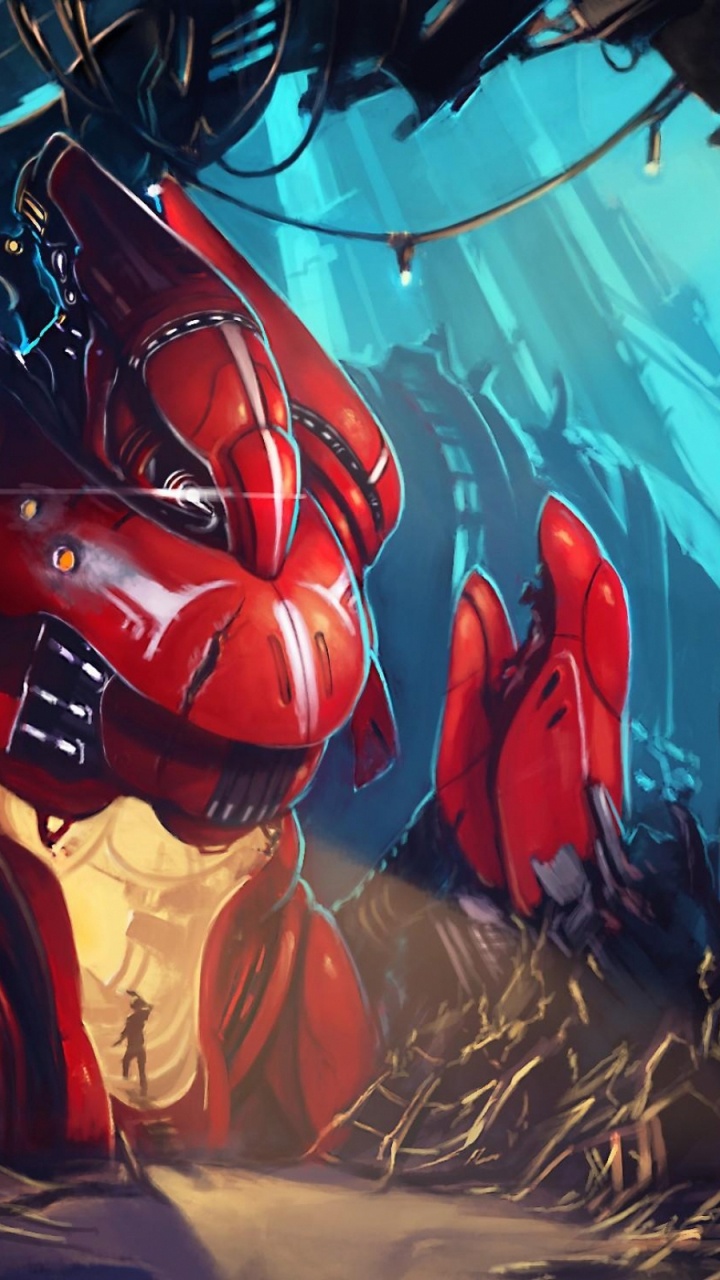 Illustration de Robot Rouge et Noir. Wallpaper in 720x1280 Resolution
