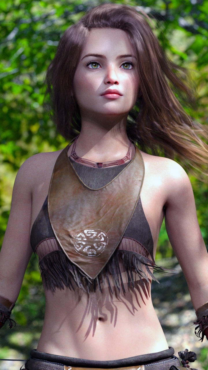 Beauté, Mode, Modèle, Forêt, Faon. Wallpaper in 720x1280 Resolution