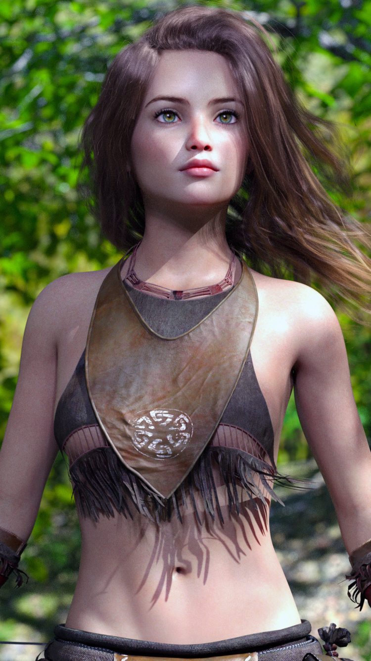 Beauté, Mode, Modèle, Forêt, Faon. Wallpaper in 750x1334 Resolution