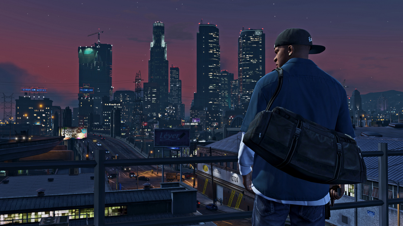 Grand Theft Auto v, Urban Area, City, Cityscape, Metropolis. Wallpaper in 1366x768 Resolution