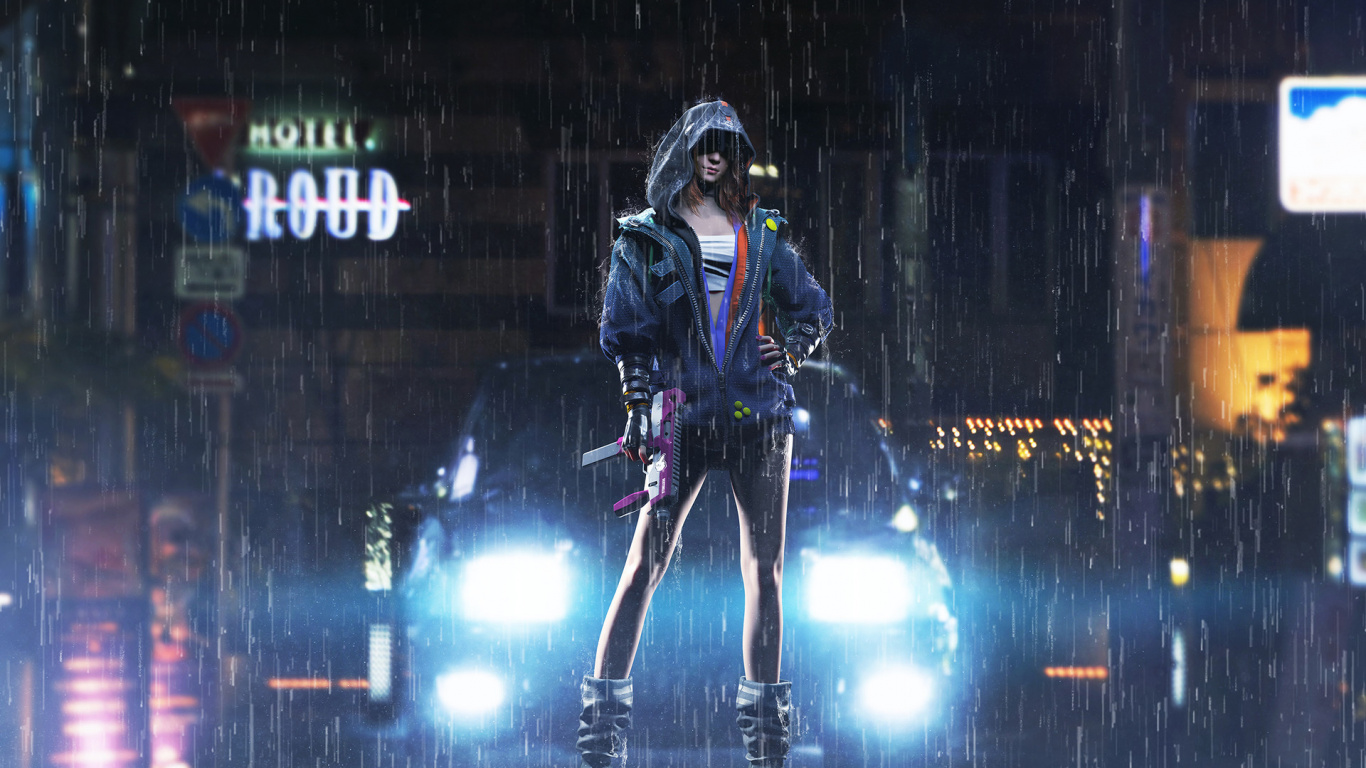 Hombre de Chaqueta Negra y Casco de Pie en el Escenario. Wallpaper in 1366x768 Resolution