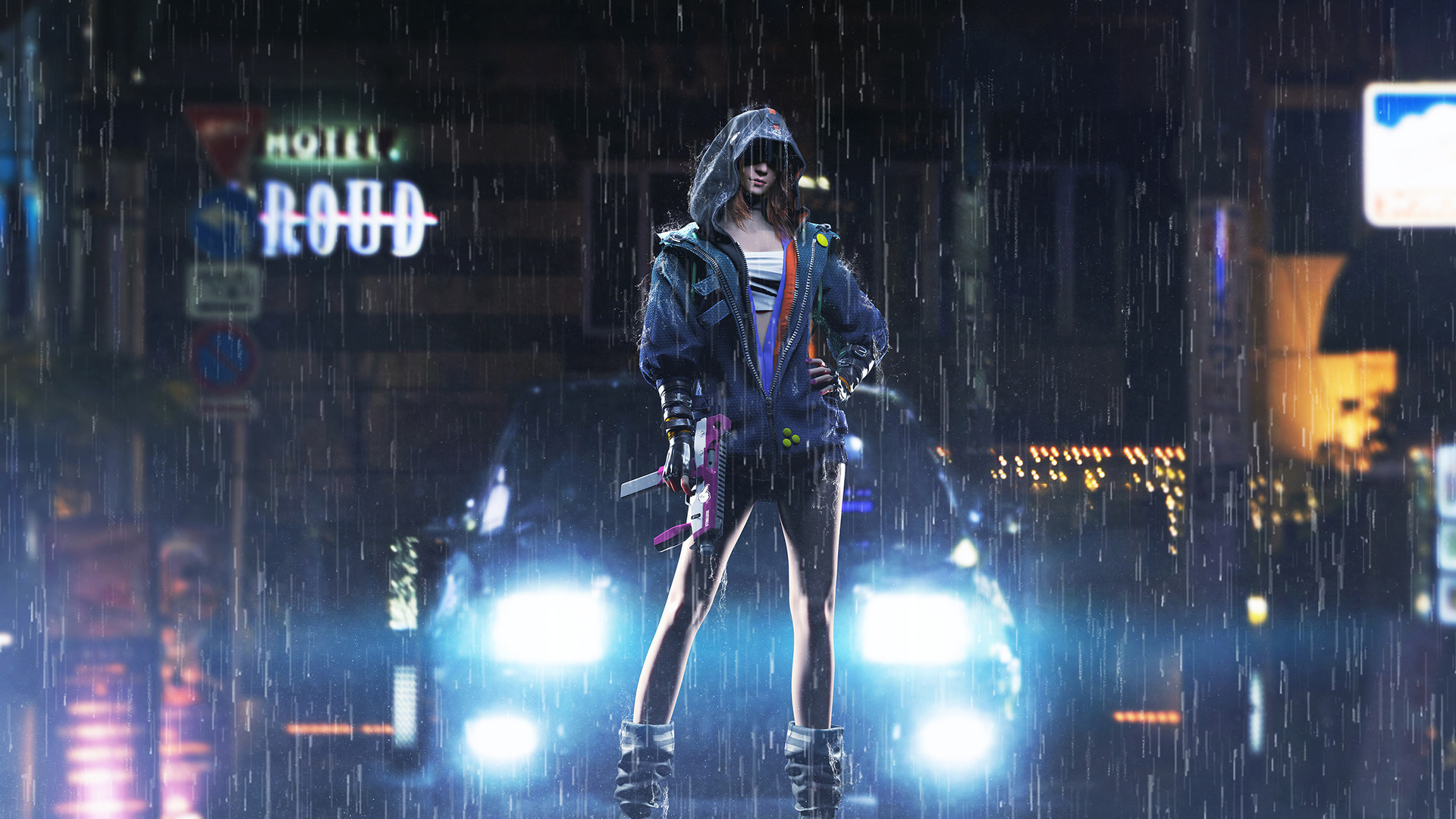 Hombre de Chaqueta Negra y Casco de Pie en el Escenario. Wallpaper in 1920x1080 Resolution