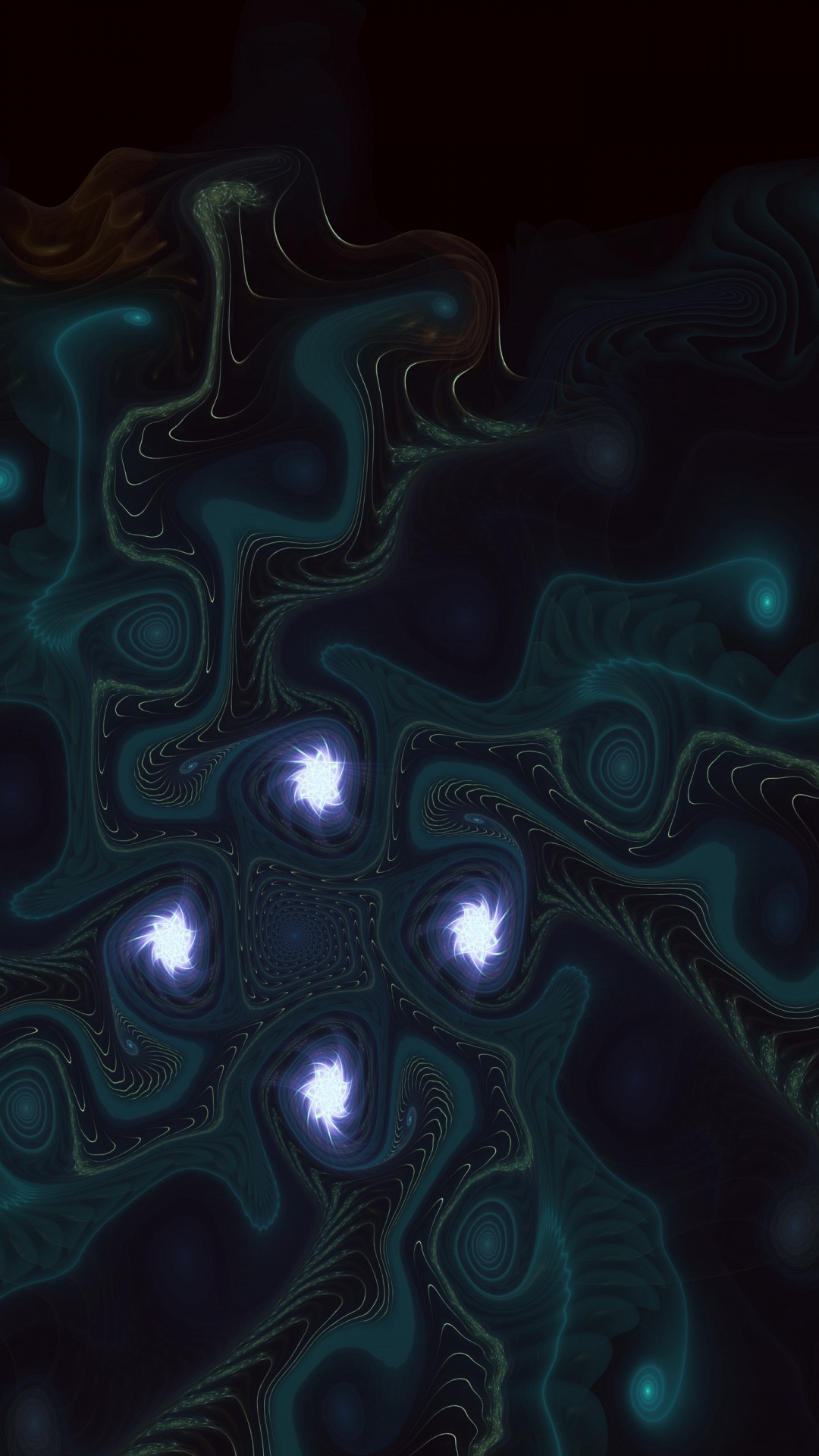 分形, 分形技术, 绿色的, 水上, 电蓝色的 壁纸 1080x1920 允许