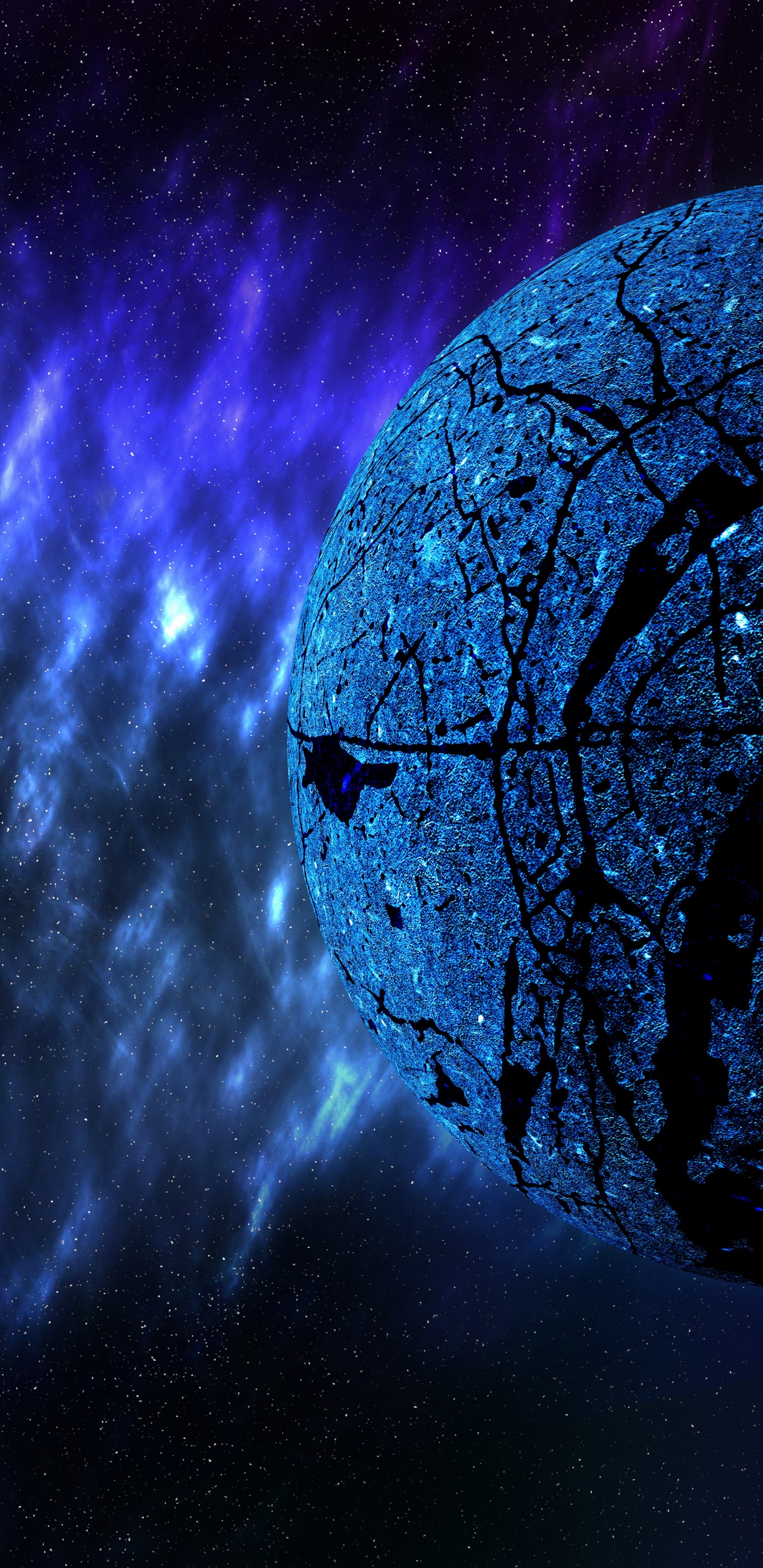 Illustration de la Planète Noir et Blanc. Wallpaper in 1440x2960 Resolution