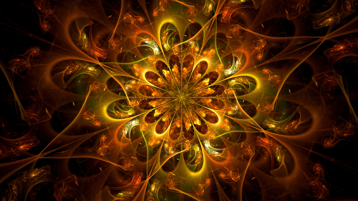 Yellow and Red Flower Illustration. Wallpaper in 1366x768 Resolution