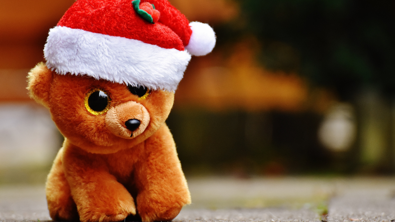 Teddybär, Stofftier, Weihnachts-Teddybär, Spielzeug, Plüsch. Wallpaper in 1366x768 Resolution