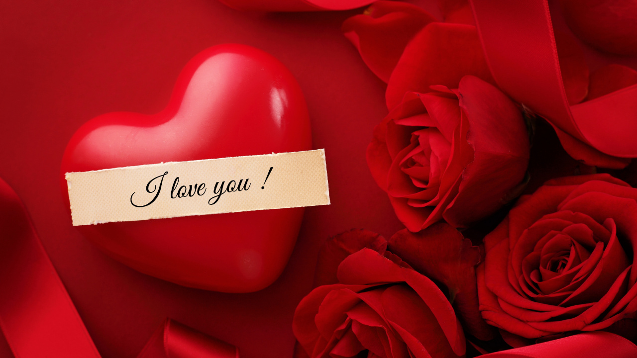 el Día de San Valentín, Coraz, Rojo, Las Rosas de Jardín, Amor. Wallpaper in 1280x720 Resolution