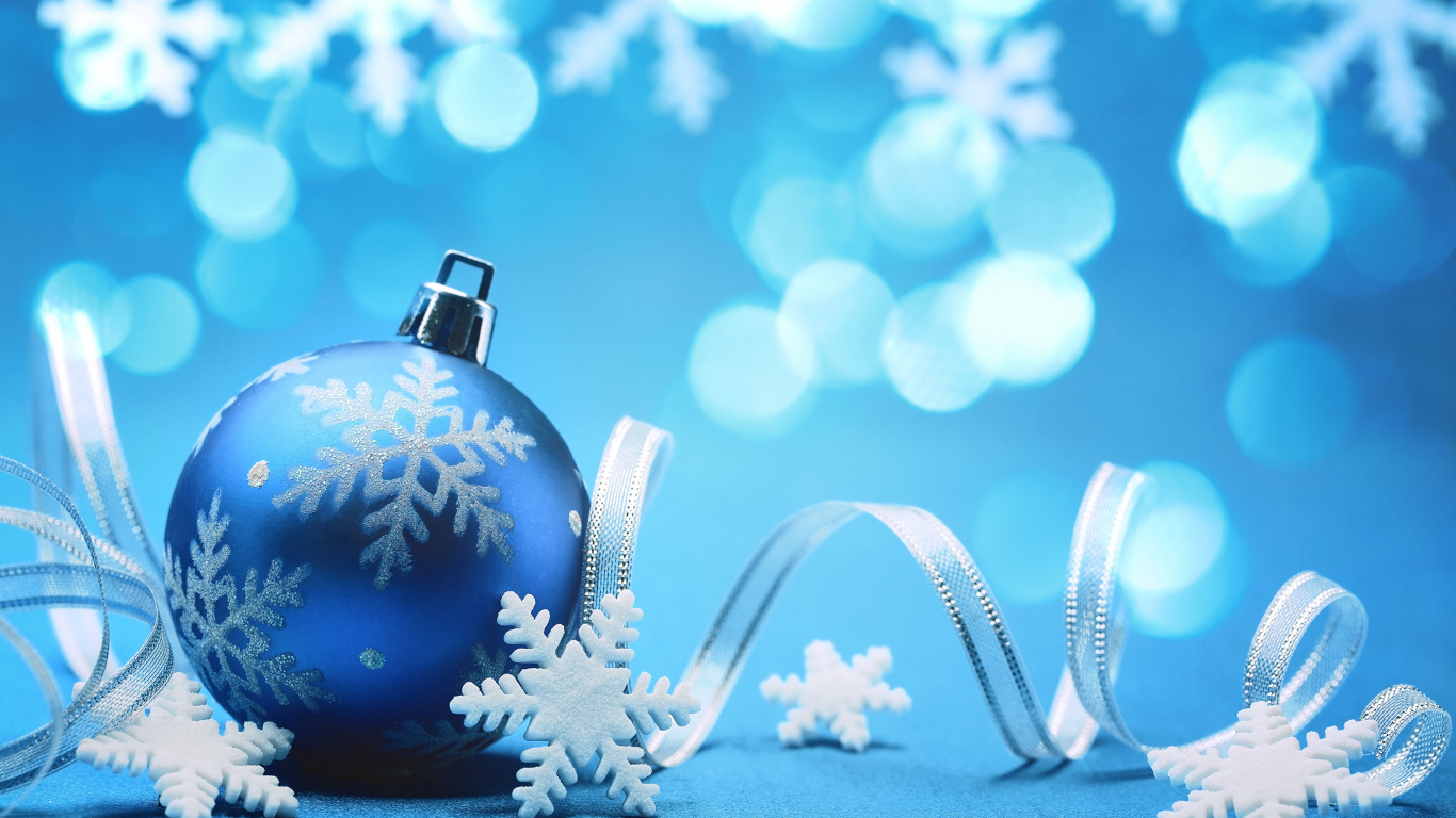 El Día De Navidad, Azul, Adorno de Navidad, Decoración de la Navidad, Navidad. Wallpaper in 1366x768 Resolution