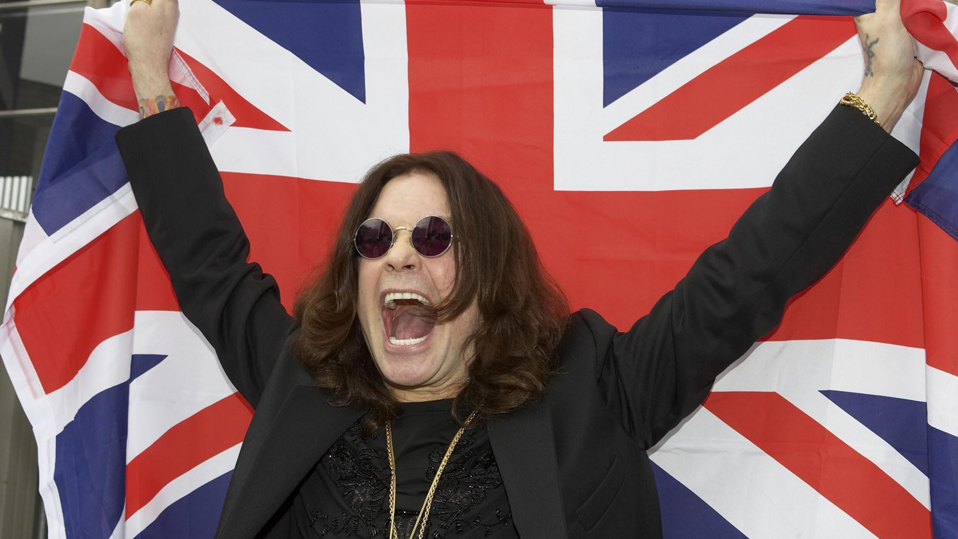 Ozzy Osbourne, Black Sabbath, Flag, Event, Artist. Wallpaper in 1920x1080 Resolution